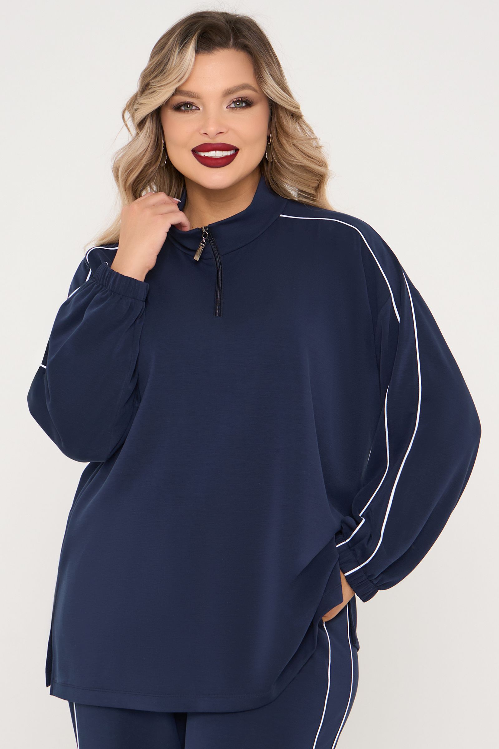 Джемпер из трикотажа тёмно-синего цвета Dora