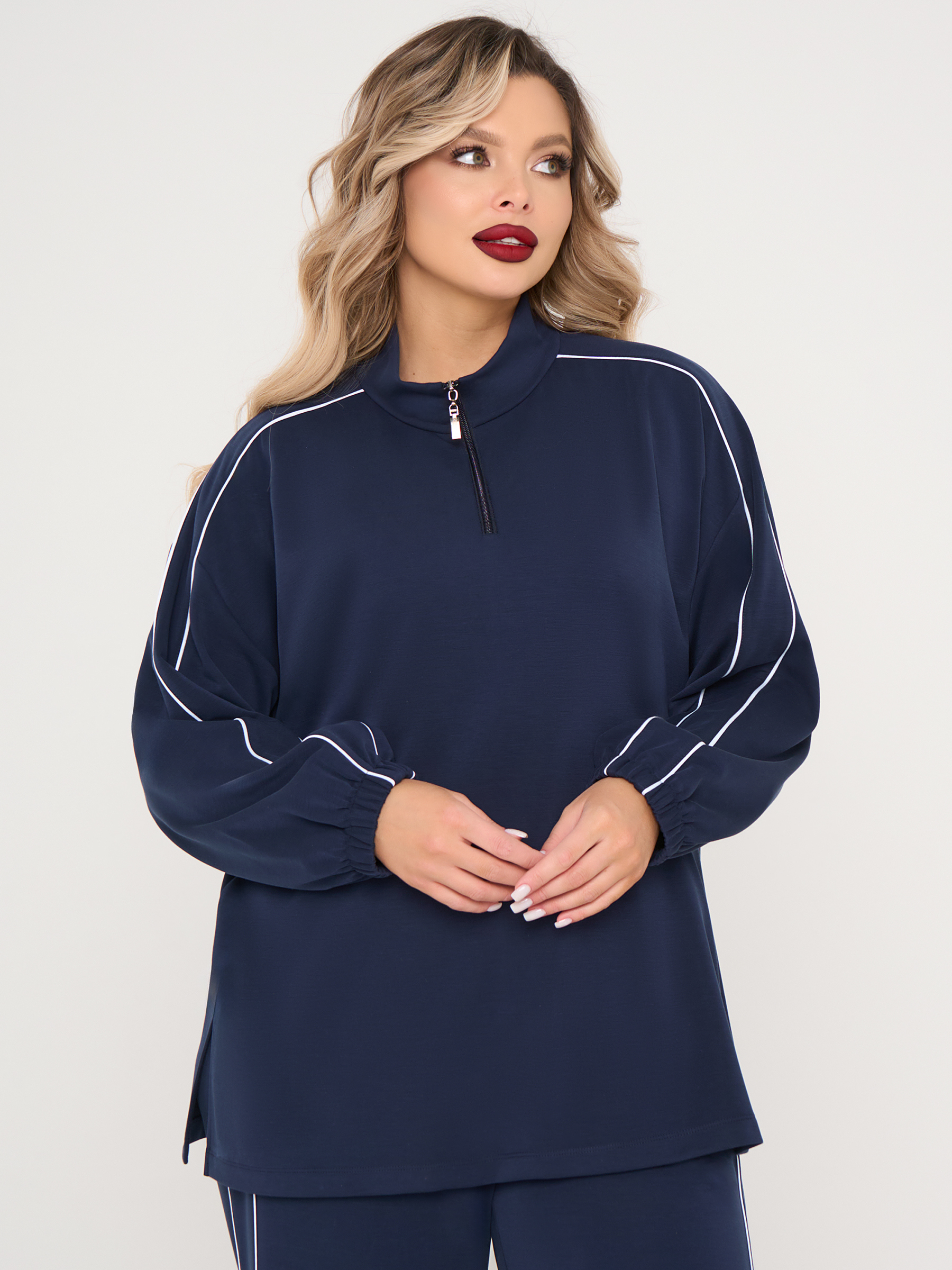 Джемпер из трикотажа тёмно-синего цвета Dora(фото3)