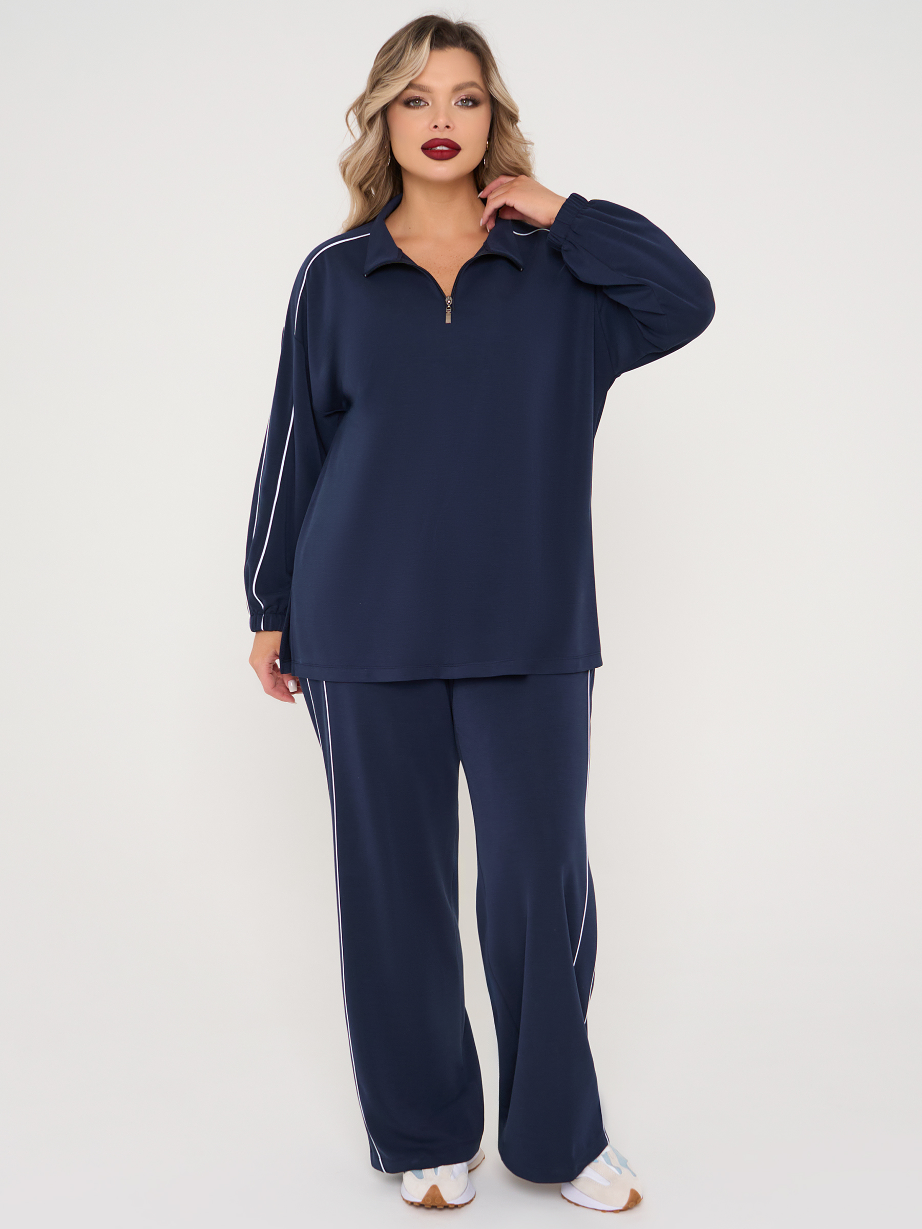 Джемпер из трикотажа тёмно-синего цвета Dora(фото6)