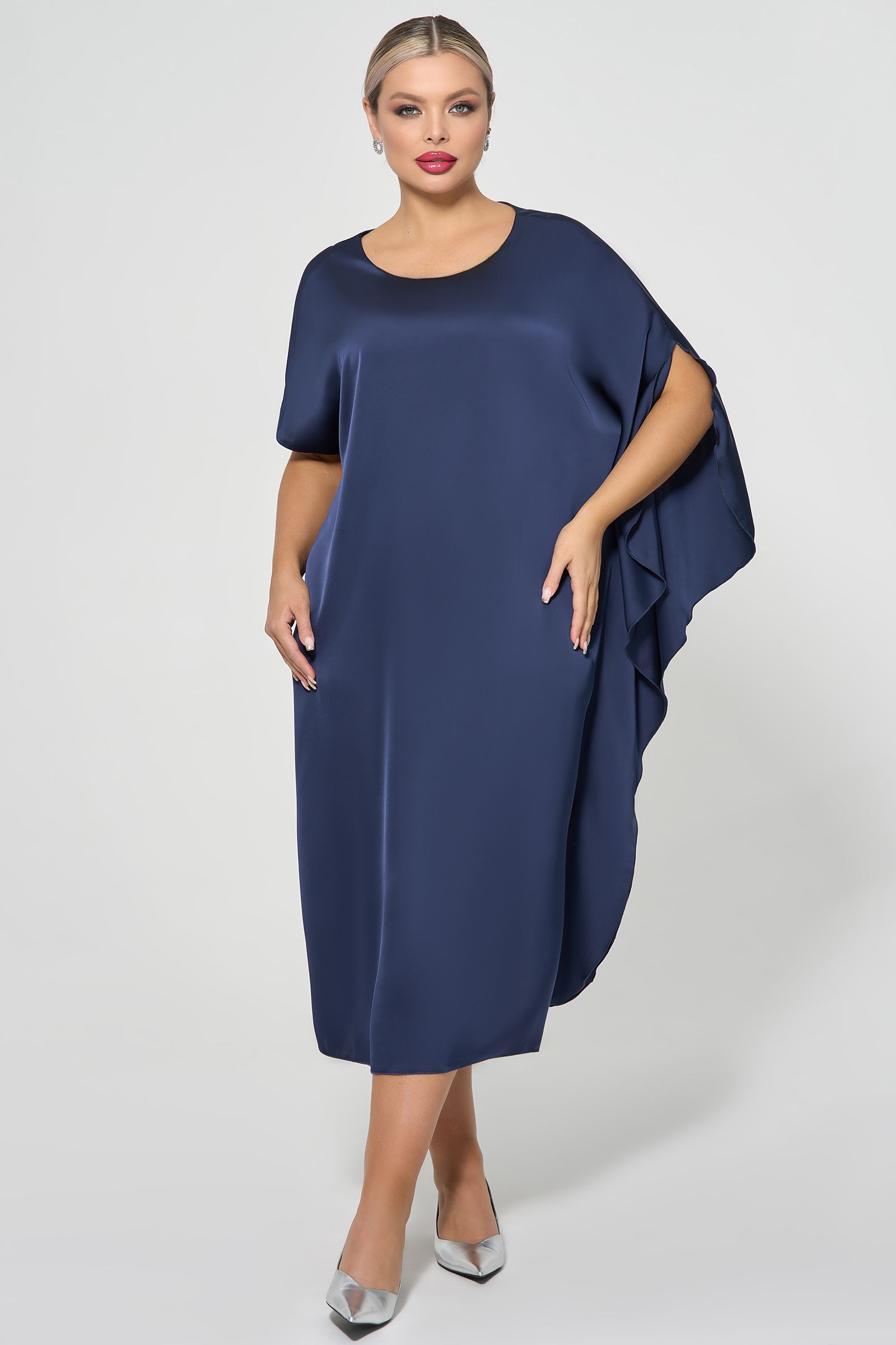 Платье нарядное синее с воланом Dora