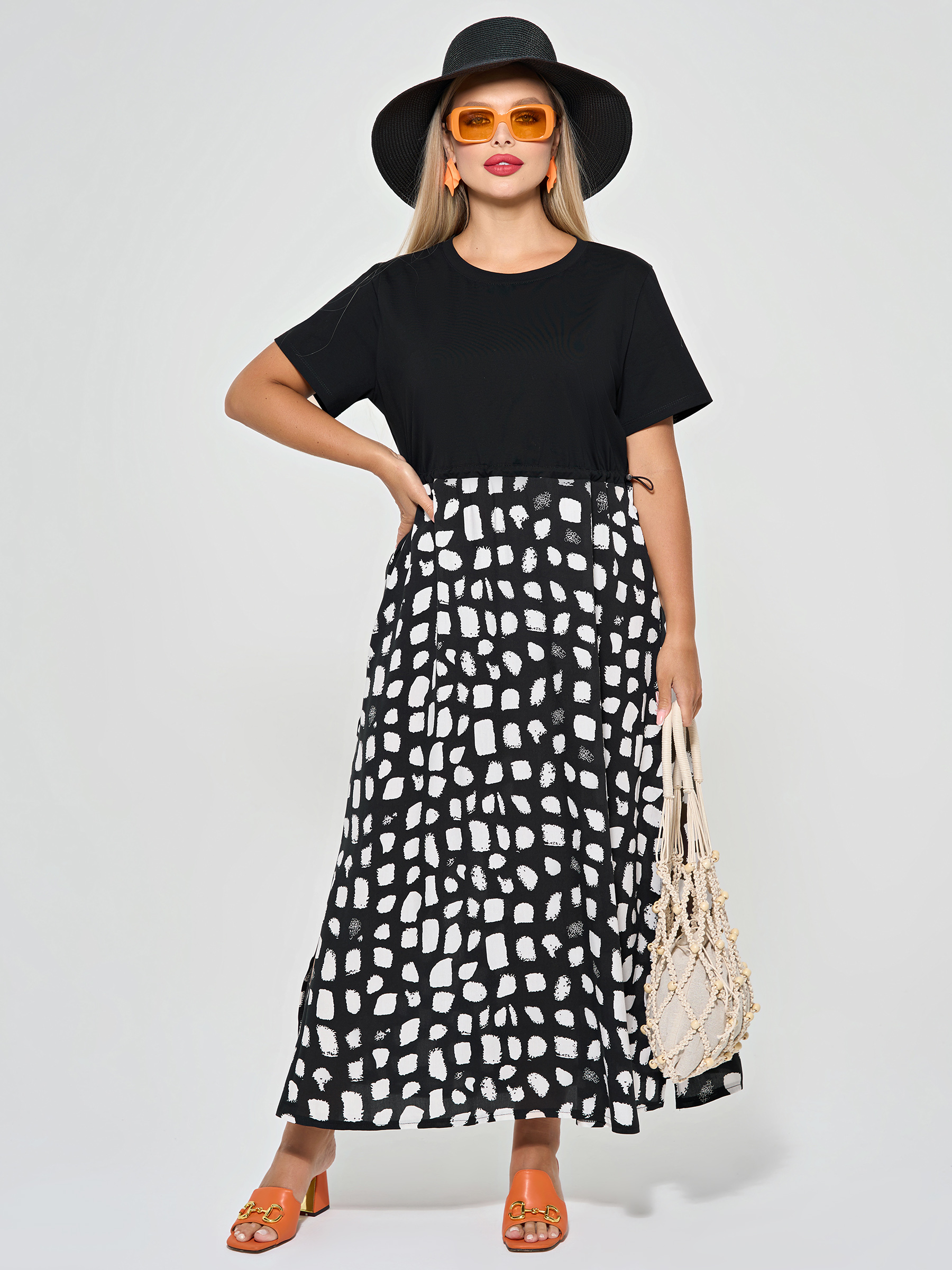 Платье комбинированное с разрезами по низу Dora(фото3)