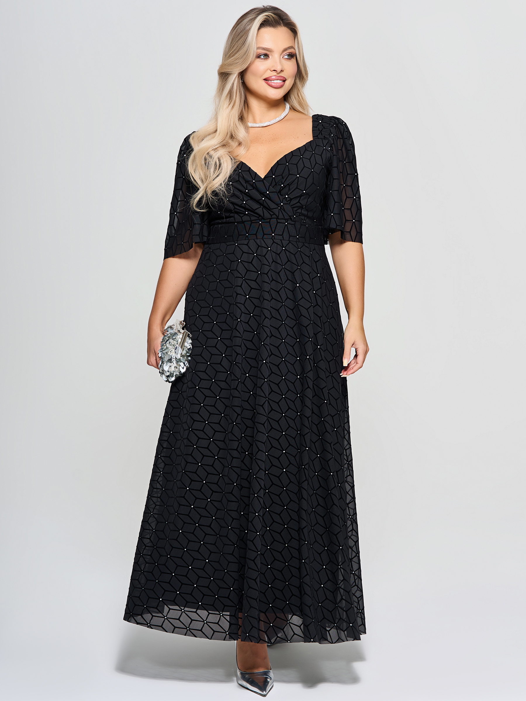 Платье вечернее из воздушной сетки на подкладе Dora(фото6)