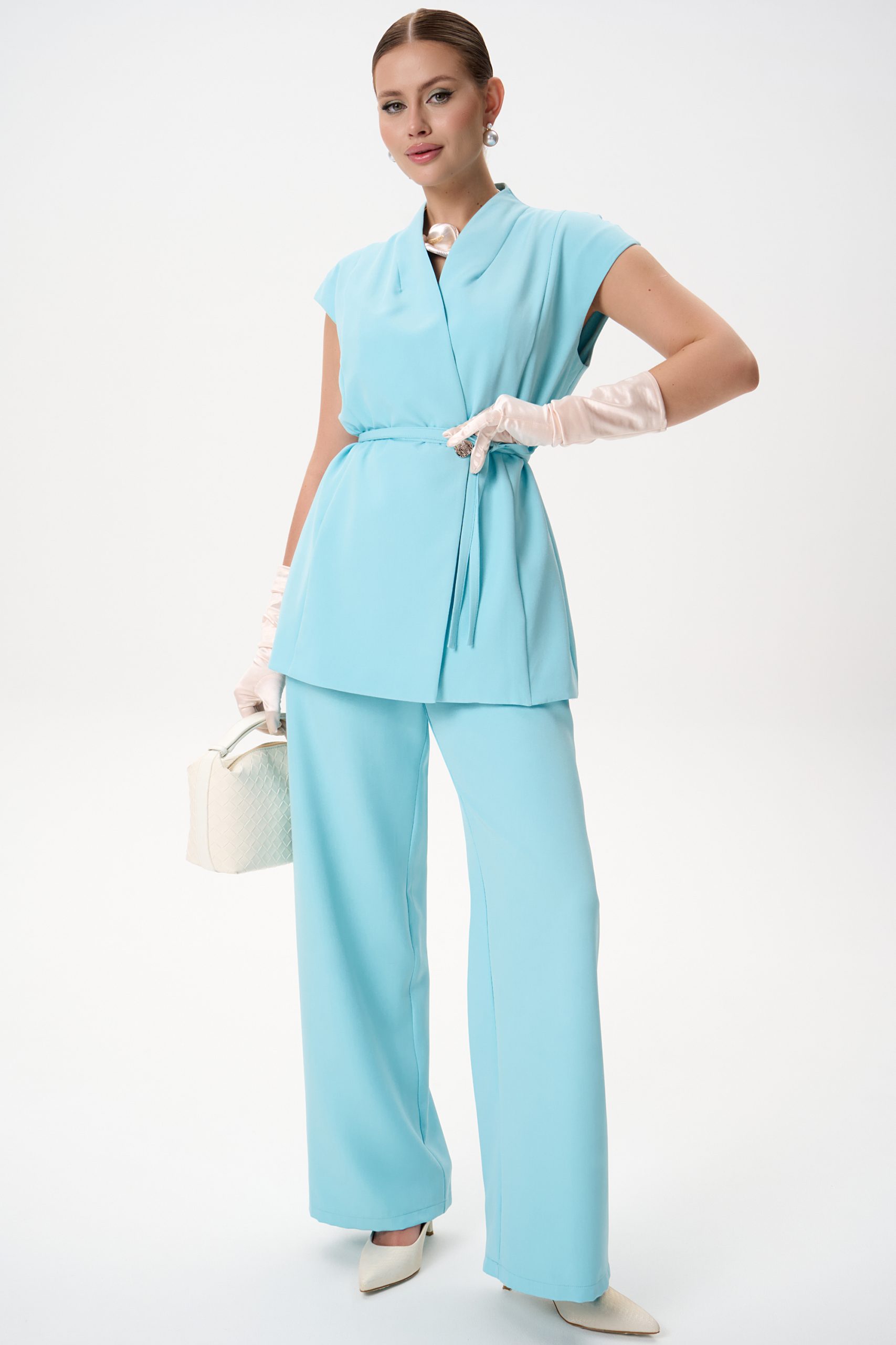 Костюм цвета Тиффани с брюками Elza(фото2)