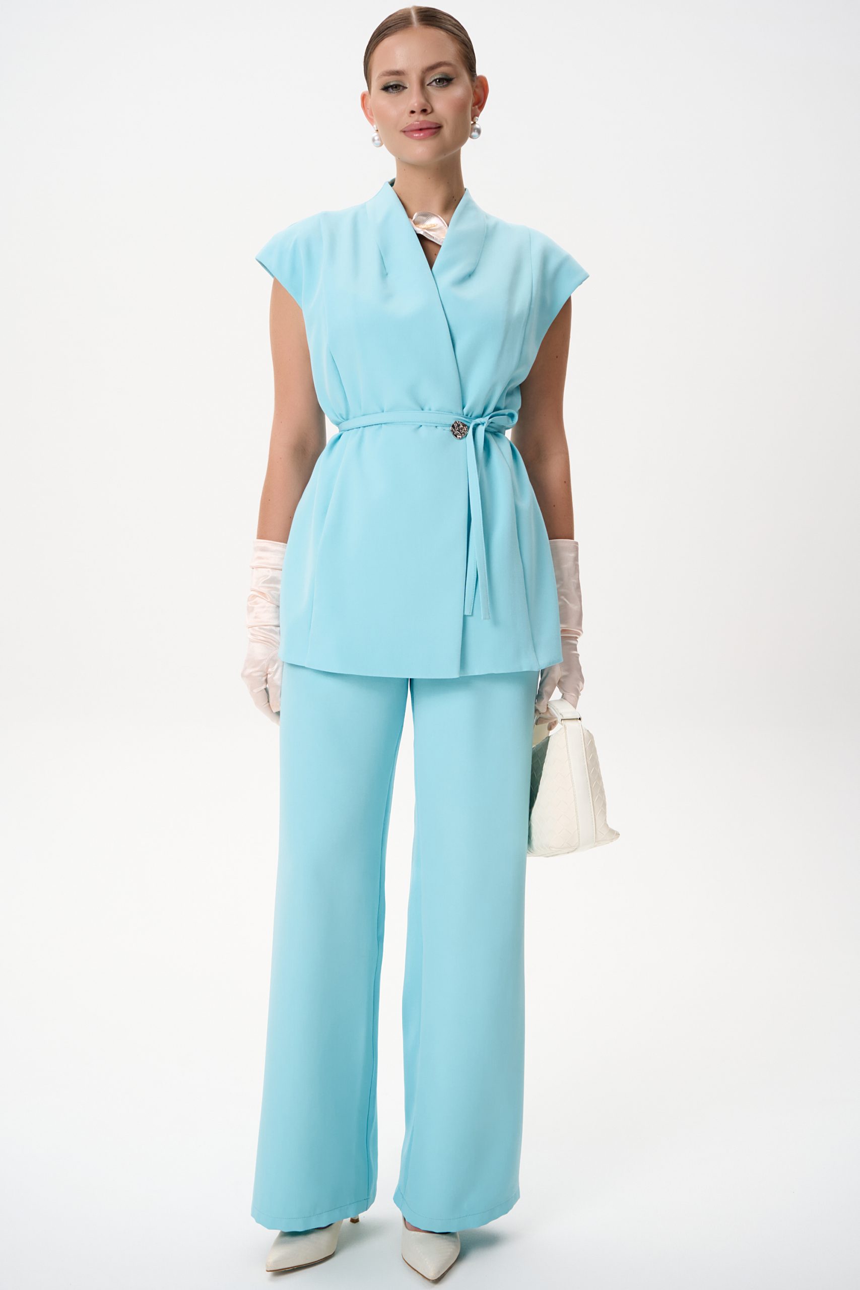Костюм цвета Тиффани с брюками Elza(фото15)