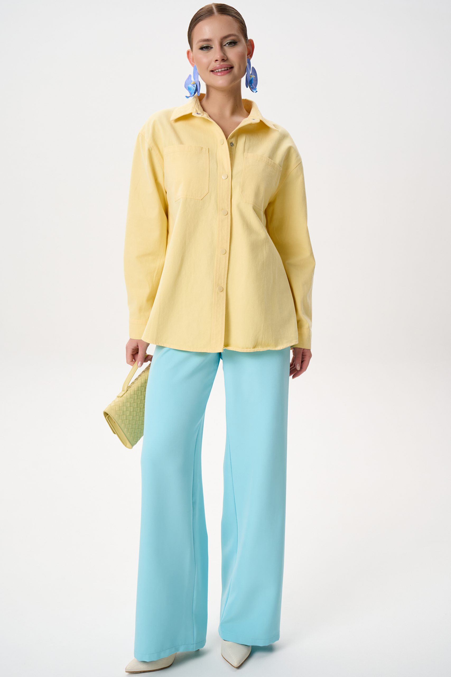 Рубашка джинсовая жёлтого цвета Elza(фото5)