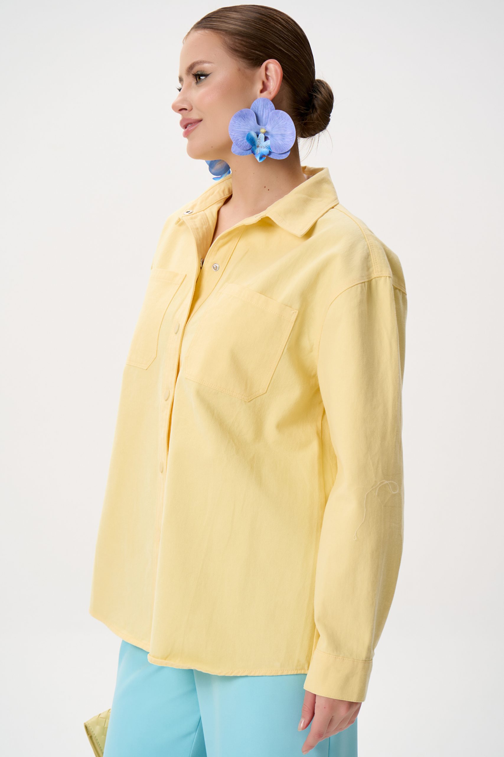 Рубашка джинсовая жёлтого цвета Elza(фото8)