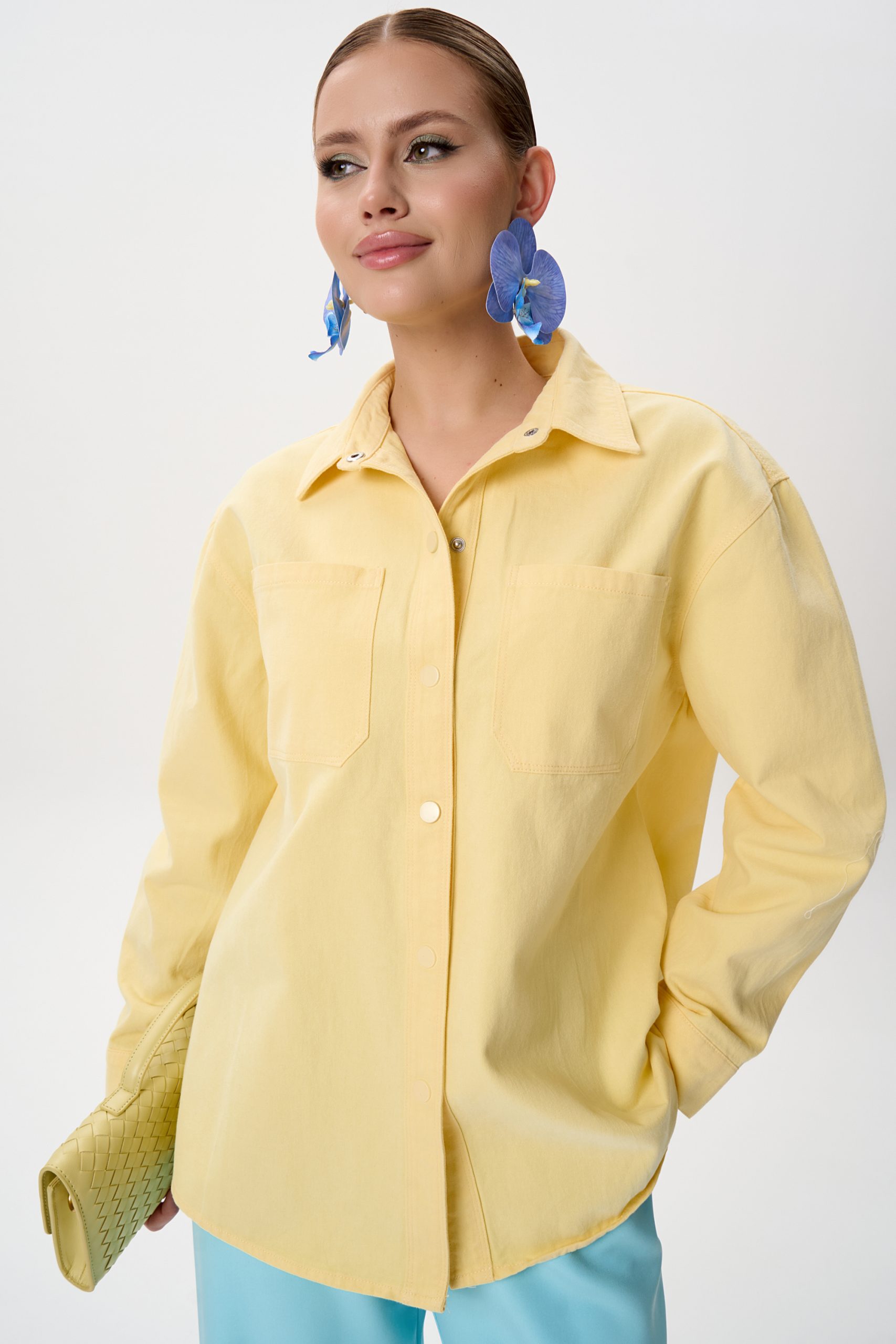 Рубашка джинсовая жёлтого цвета Elza(фото4)