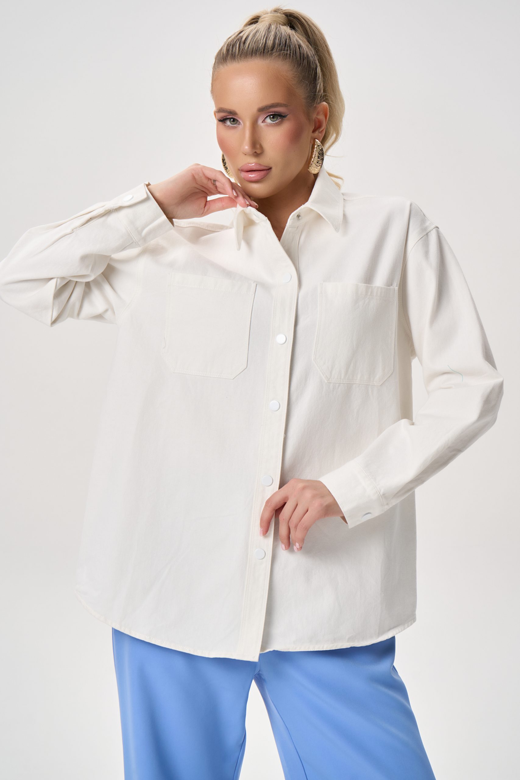 Рубашка джинсовая белого цвета Elza