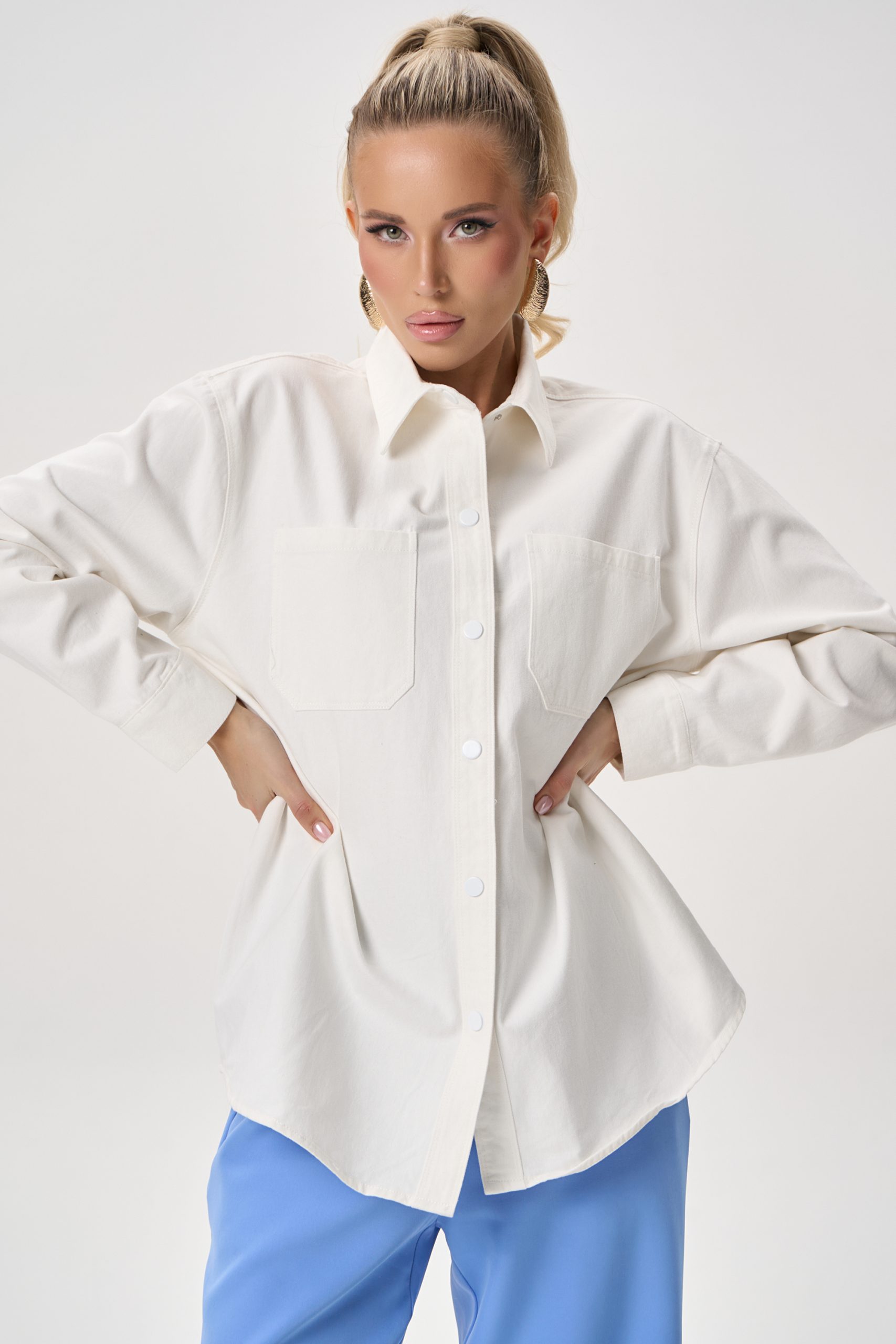 Рубашка джинсовая белого цвета Elza(фото2)