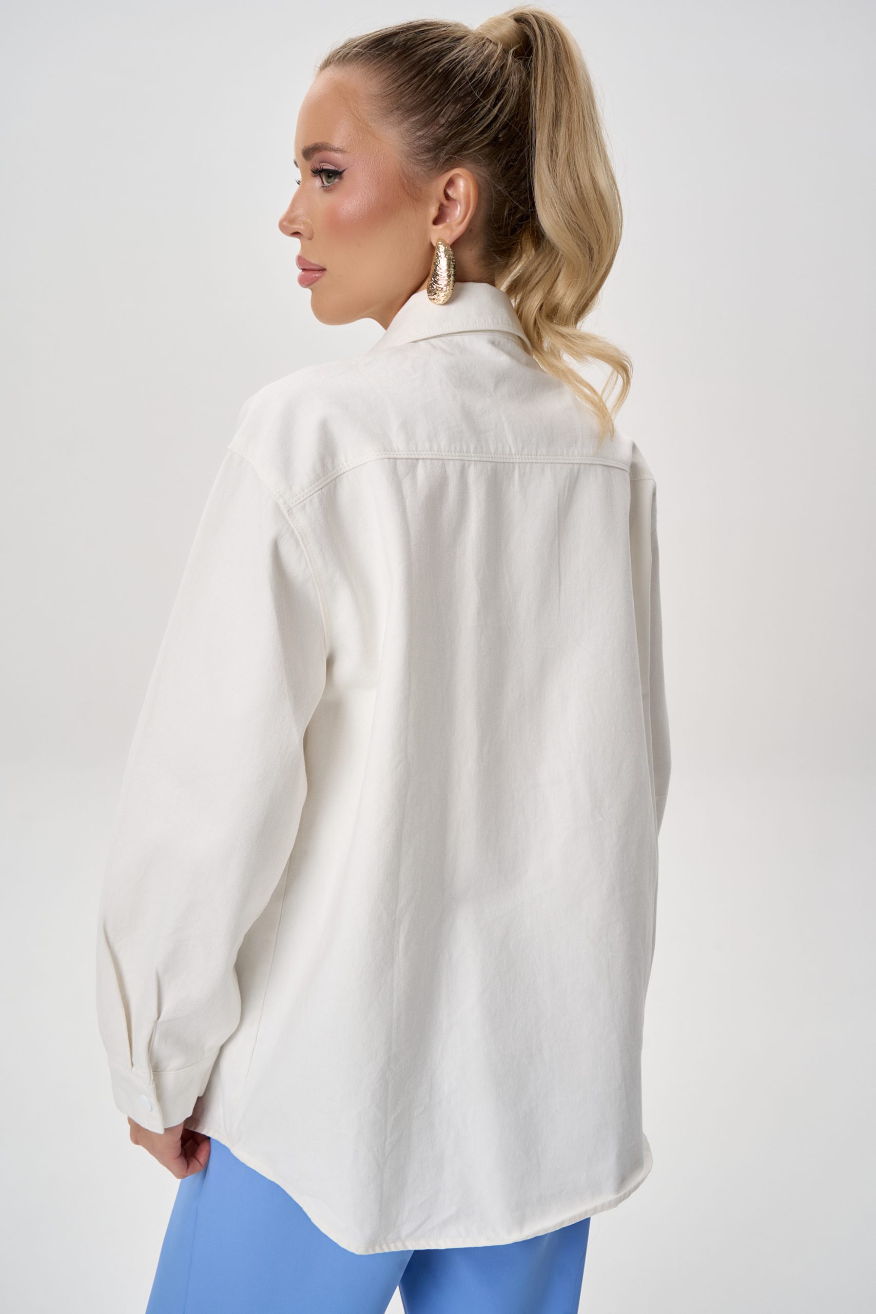 Рубашка джинсовая белого цвета Elza(фото7)