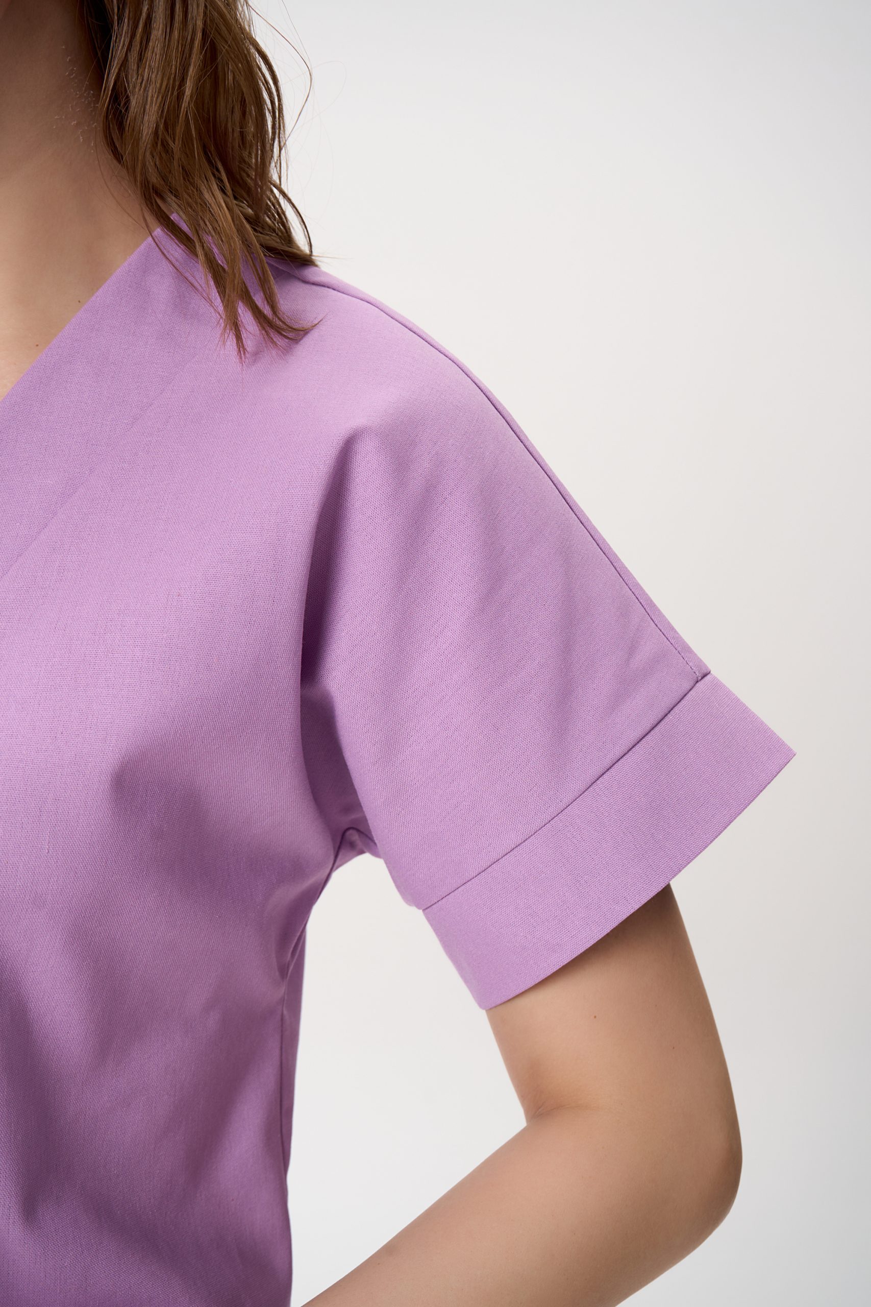 Костюм льняной сиреневый с брюками Elza(фото7)