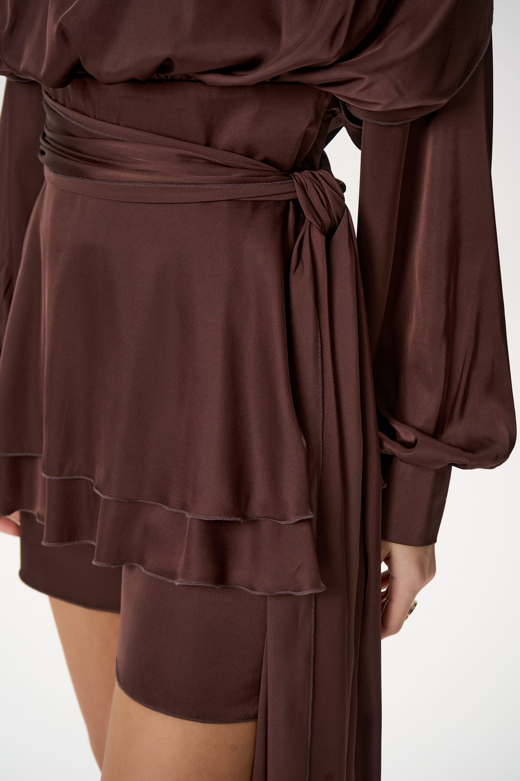 Платье мини шоколадного цвета оригинальное Elza(фото7)