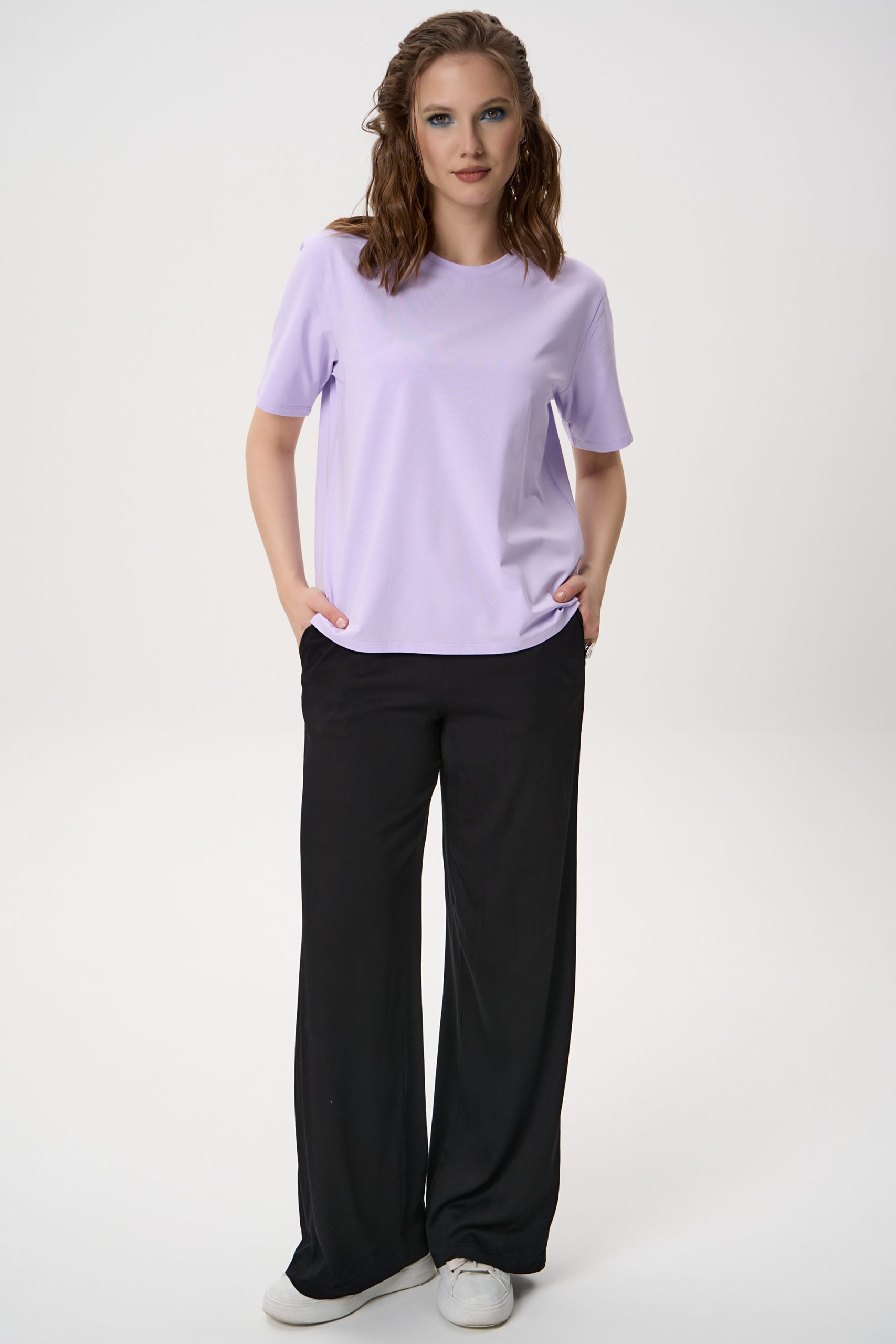 Футболка сиреневая из плотного хлопка Elza(фото2)