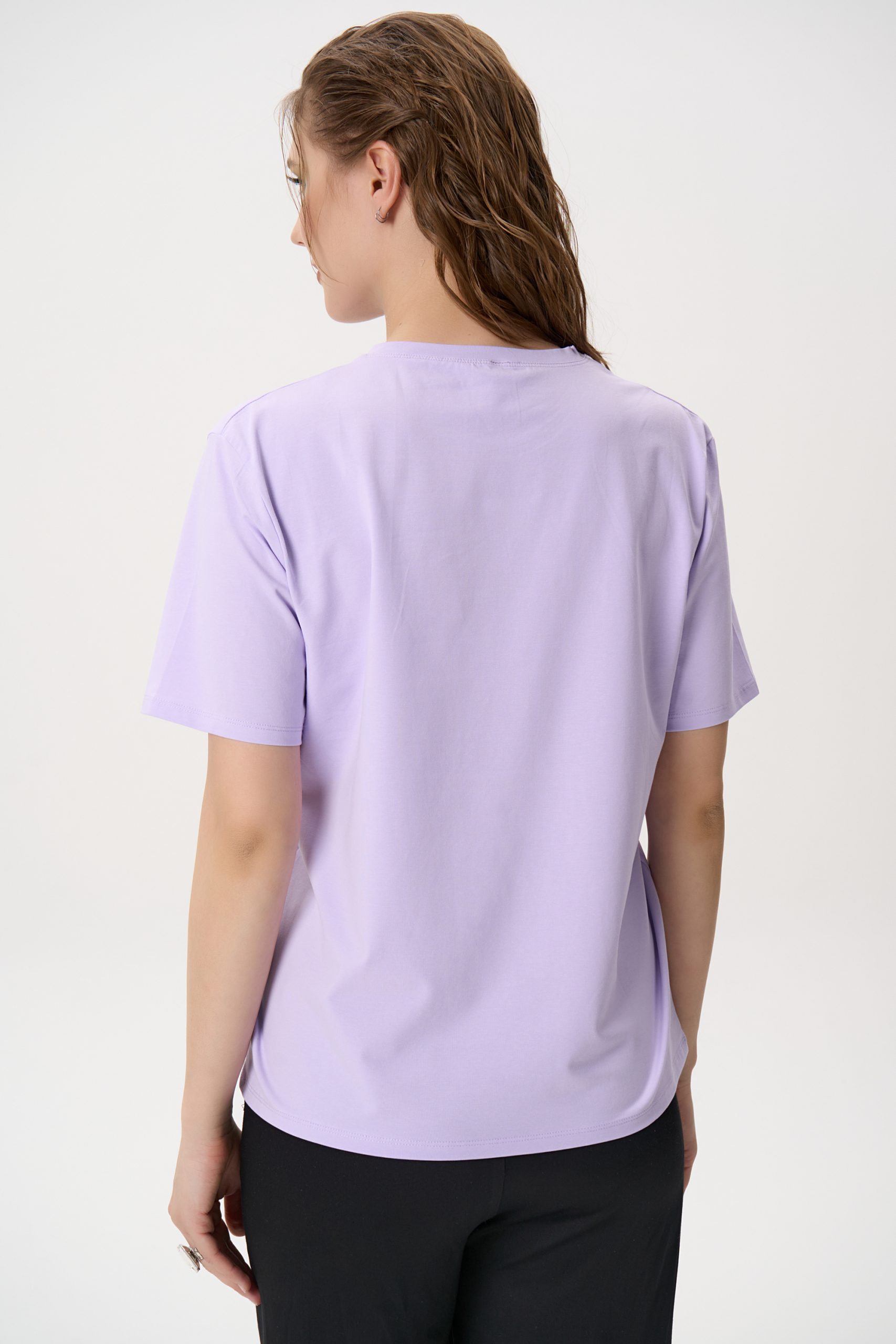Футболка сиреневая из плотного хлопка Elza(фото5)