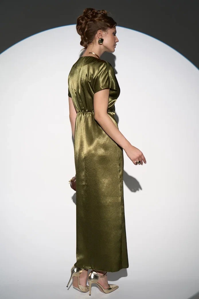Платье вечернее макси в глубоком оливковом оттенке Elza(фото7)