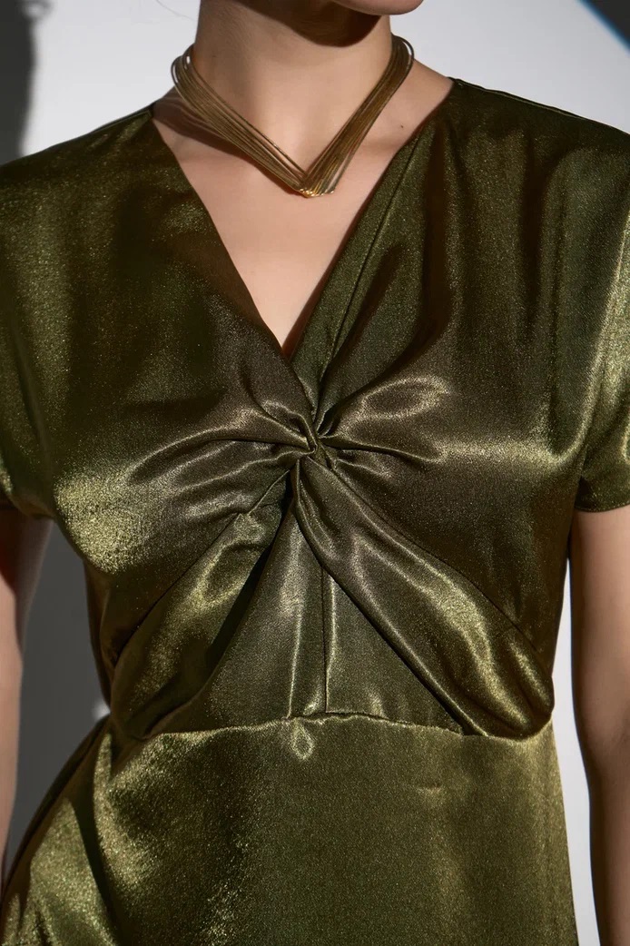 Платье вечернее макси в глубоком оливковом оттенке Elza(фото5)