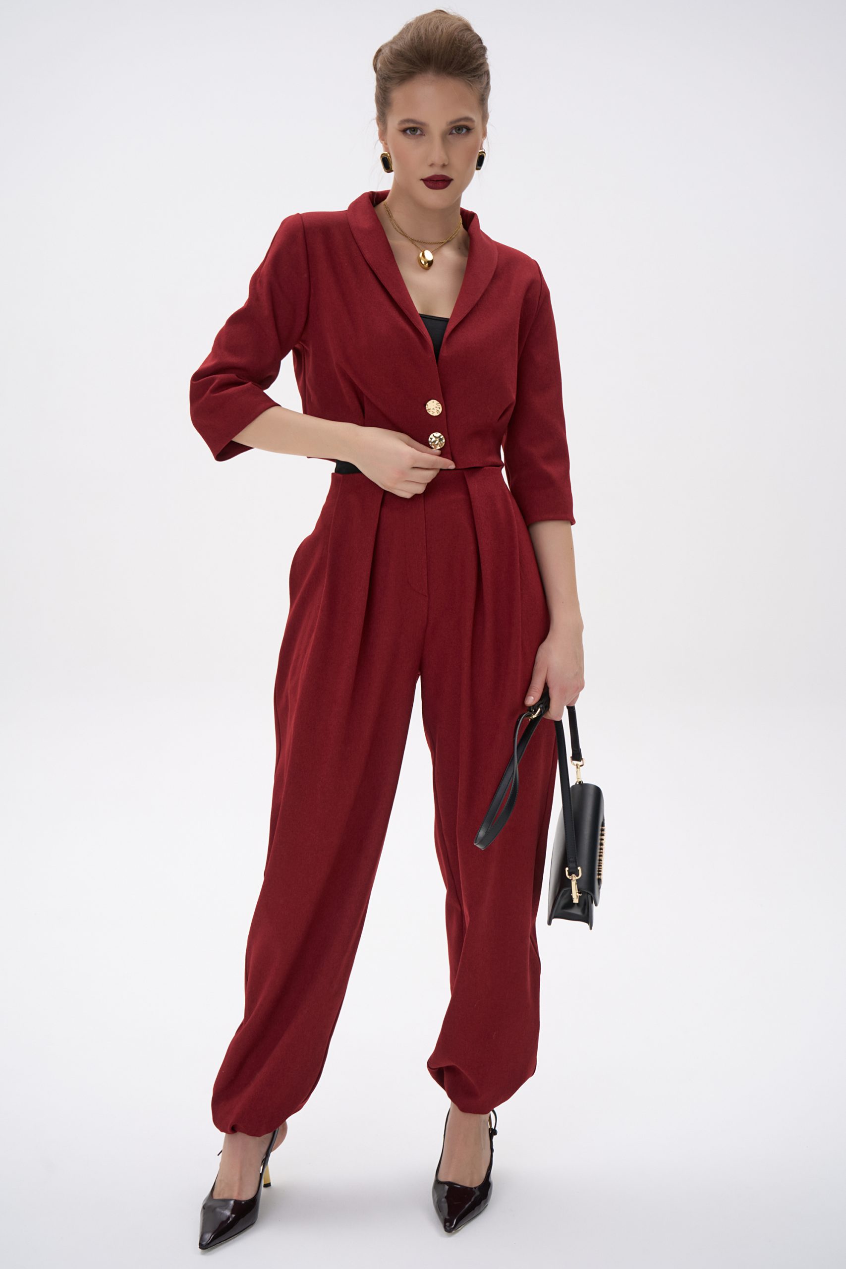 Брюки-алладины бордовые Elza