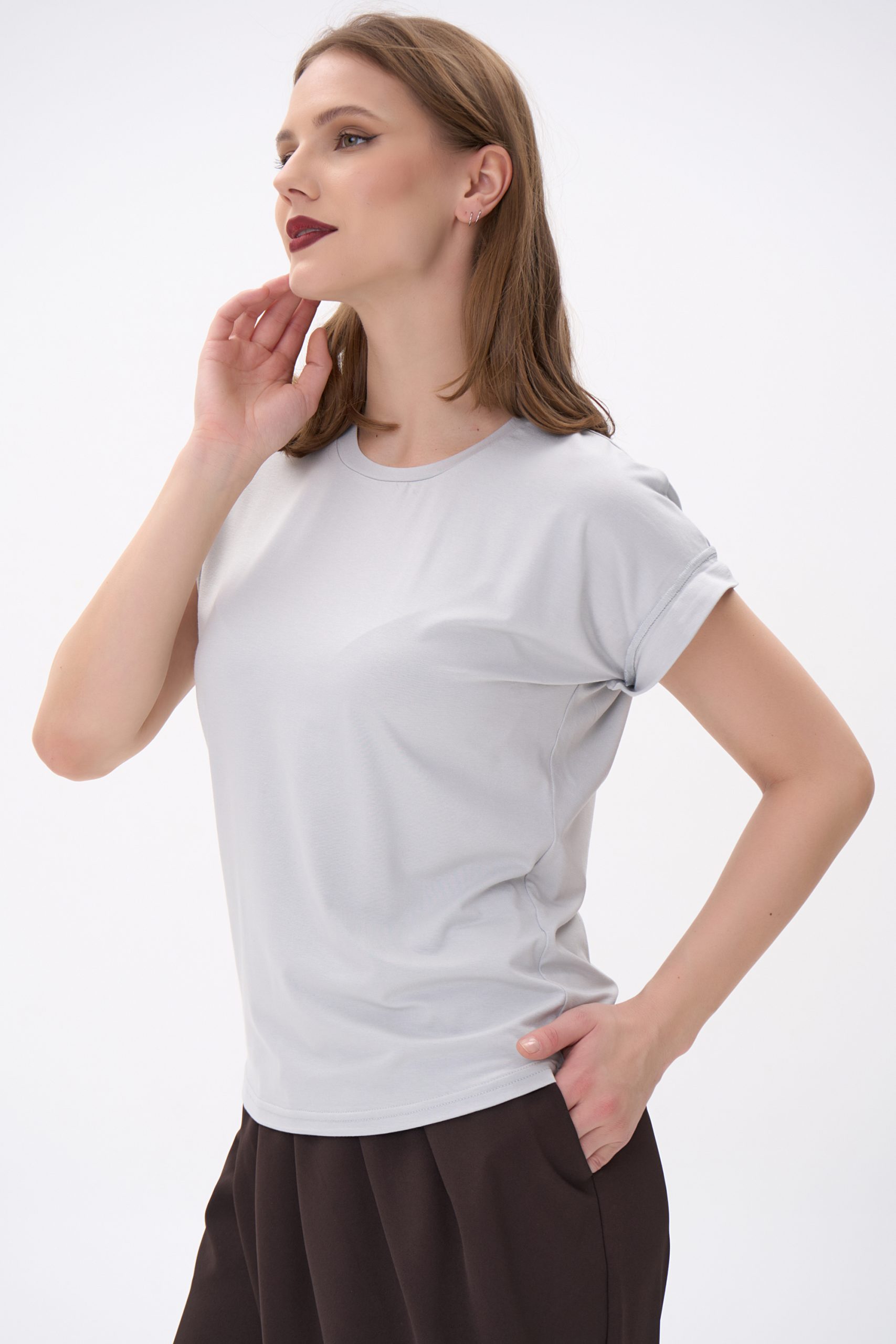 Футболка серая из плотного хлопка Elza(фото5)