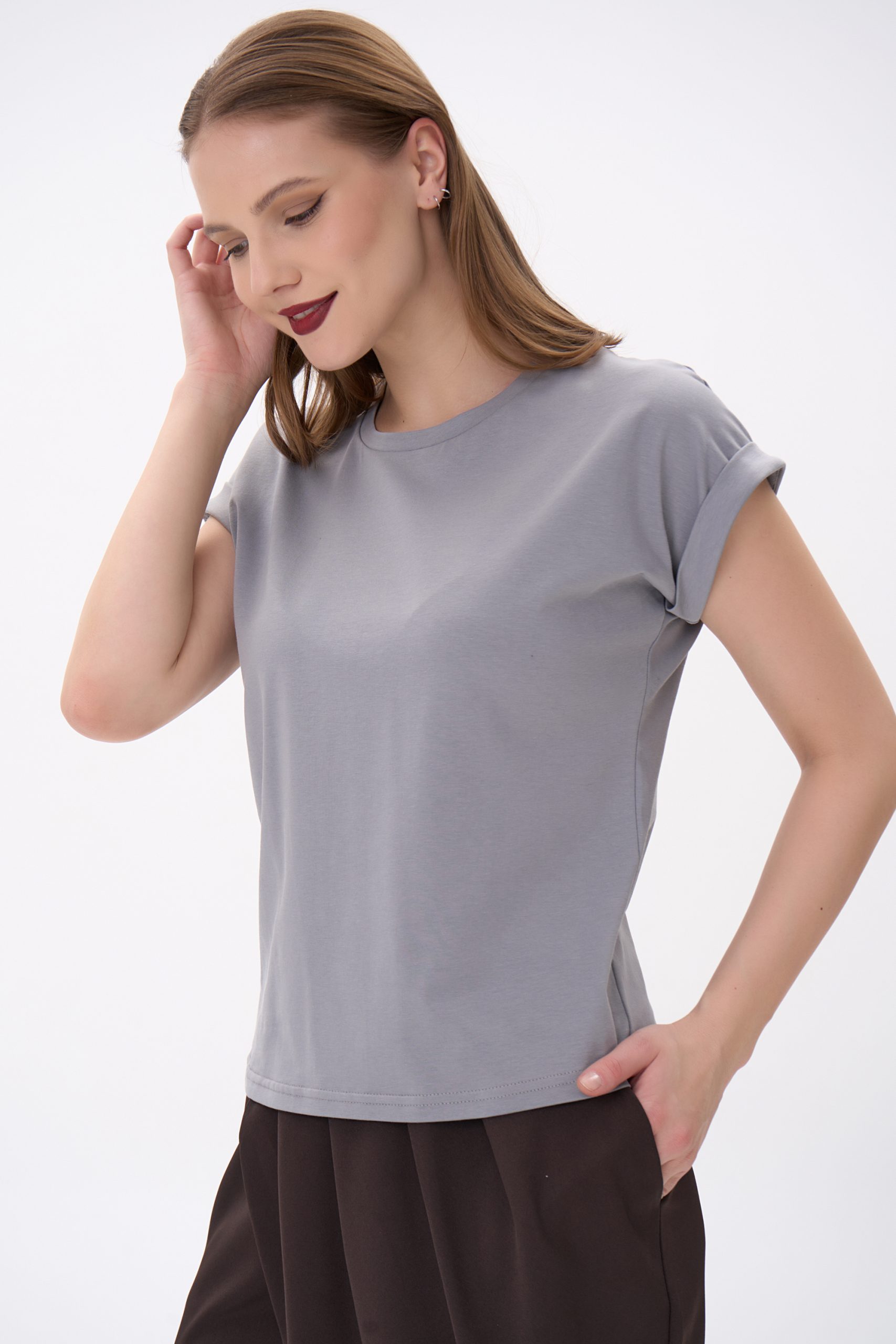 Футболка тёмно-серая из плотного хлопка Elza(фото4)