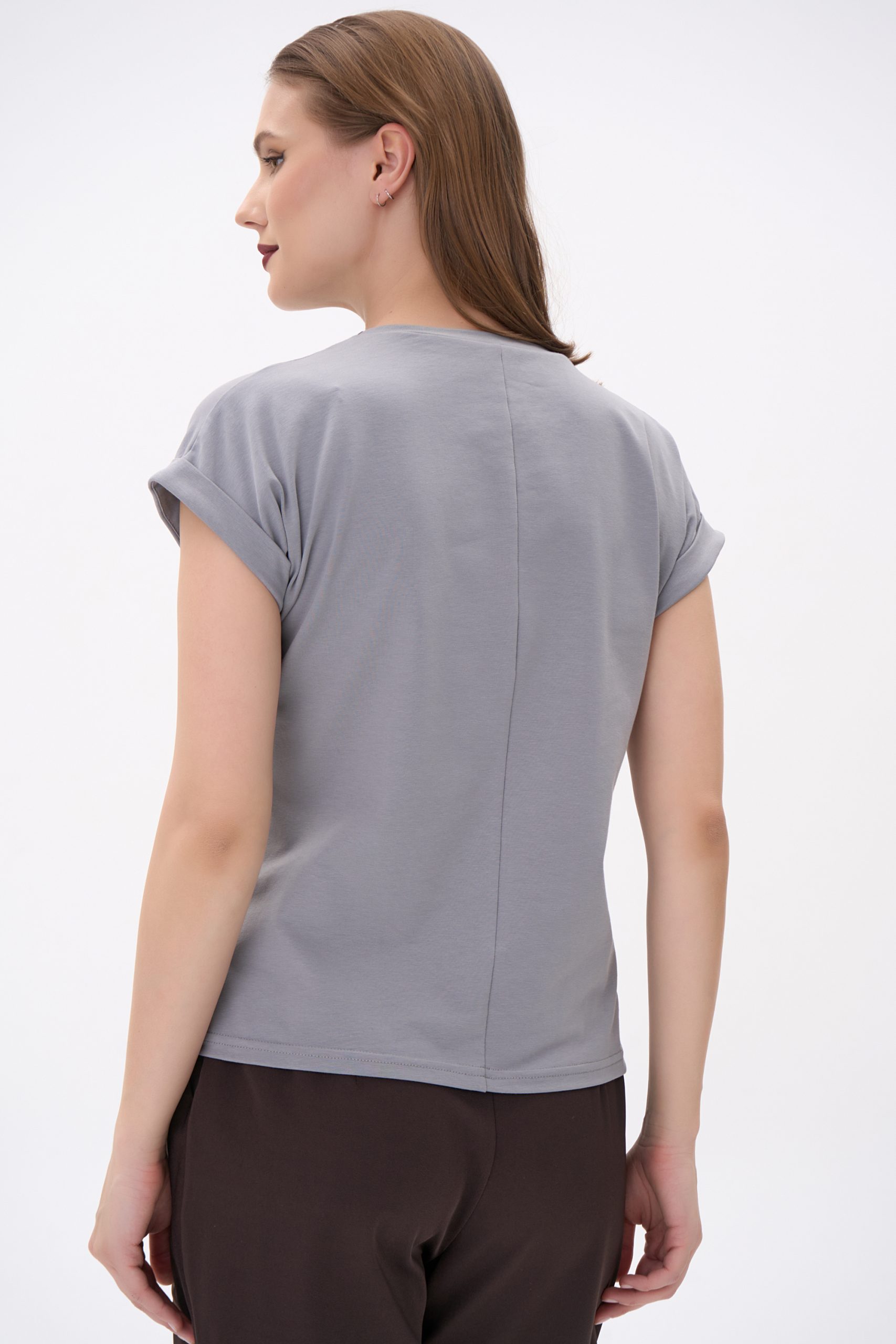 Футболка тёмно-серая из плотного хлопка Elza(фото6)