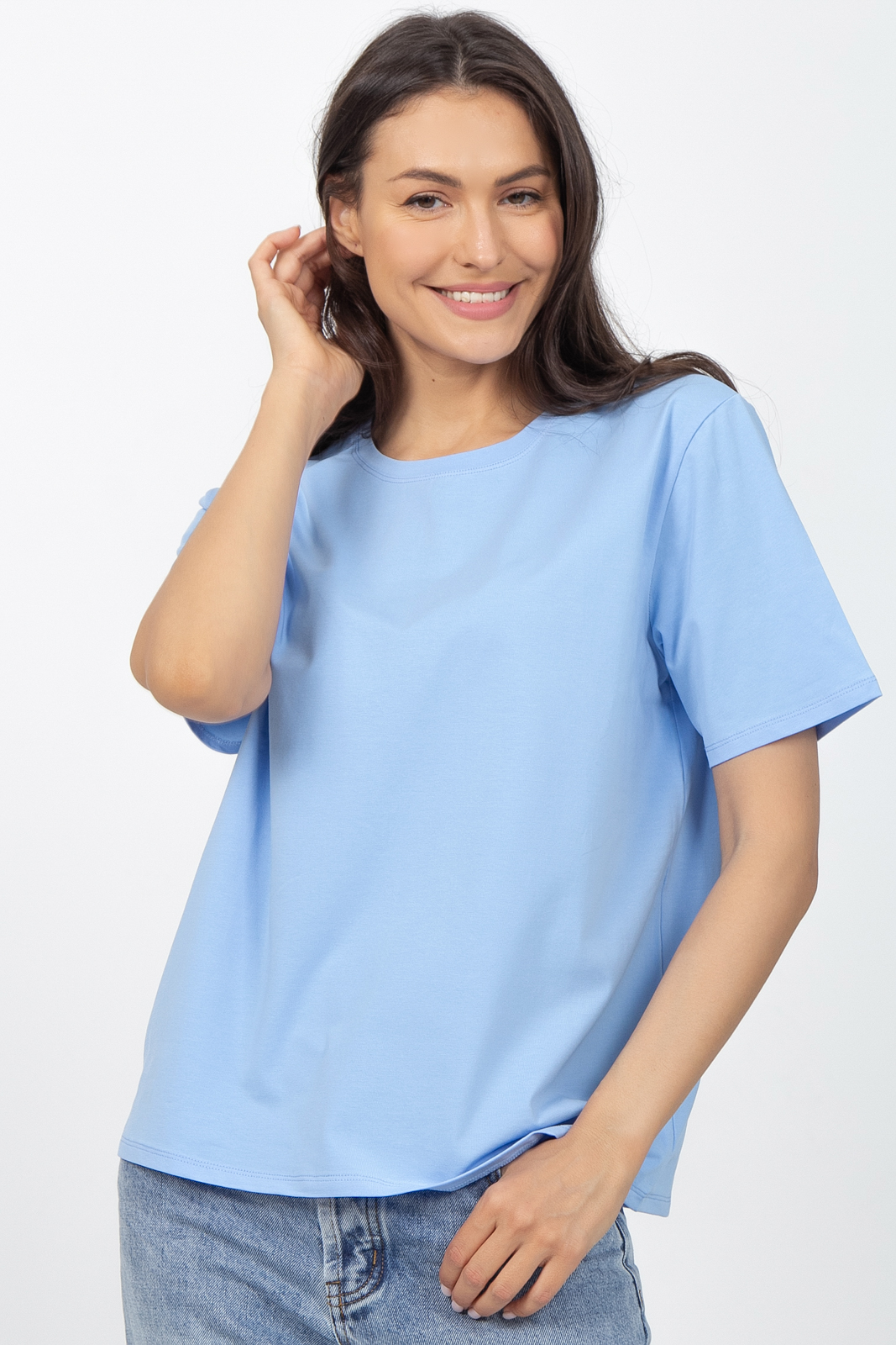 Футболка голубая из плотного хлопка Elza(фото2)
