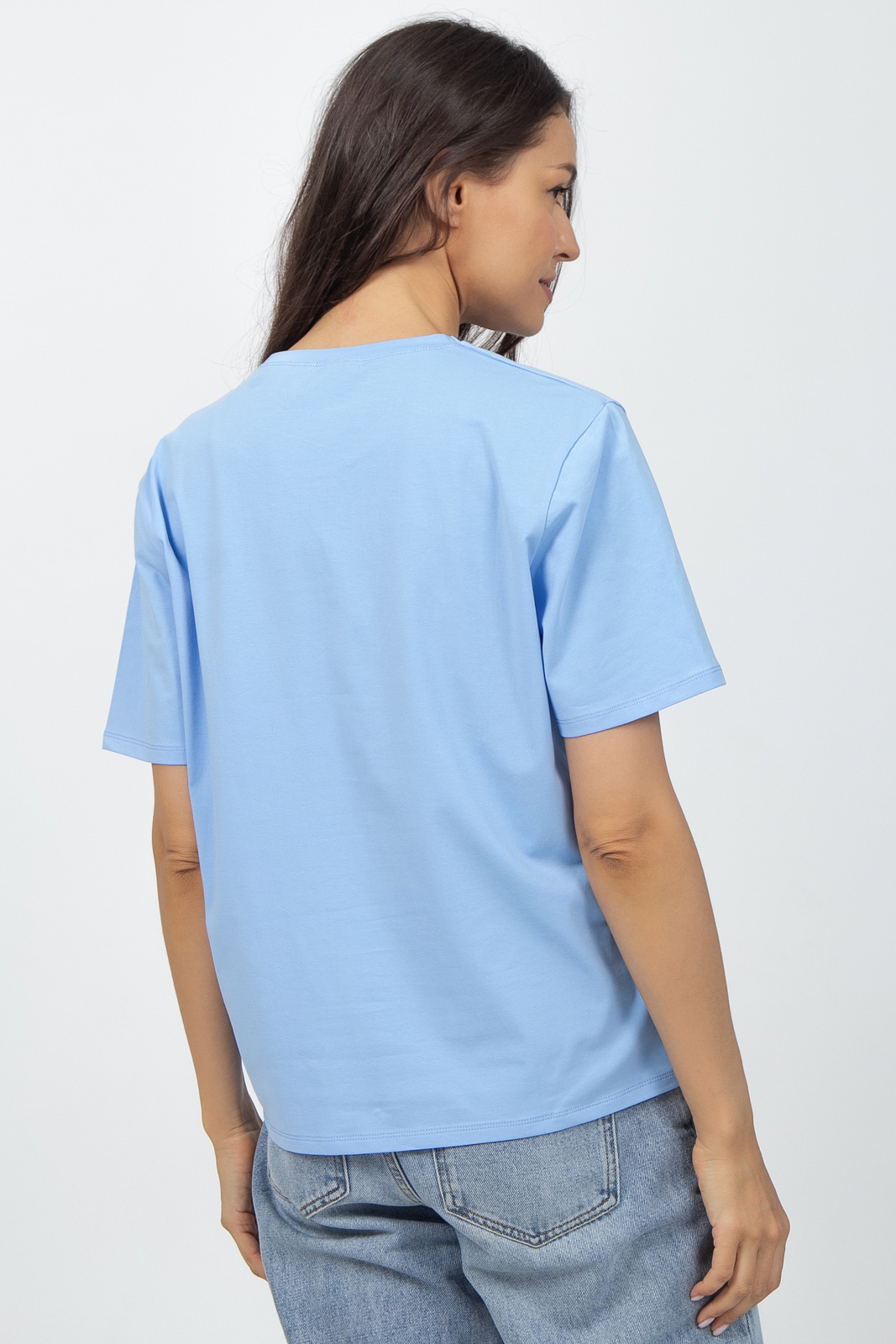 Футболка голубая из плотного хлопка Elza(фото4)