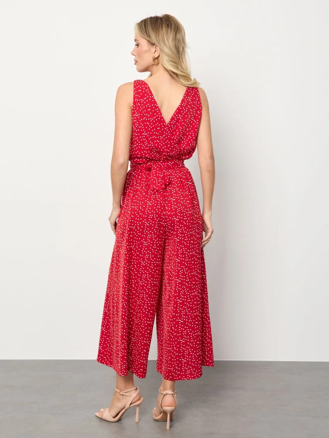 Комбинезон красный в горошек с широкими брюками-палаццо Jetty(фото5)
