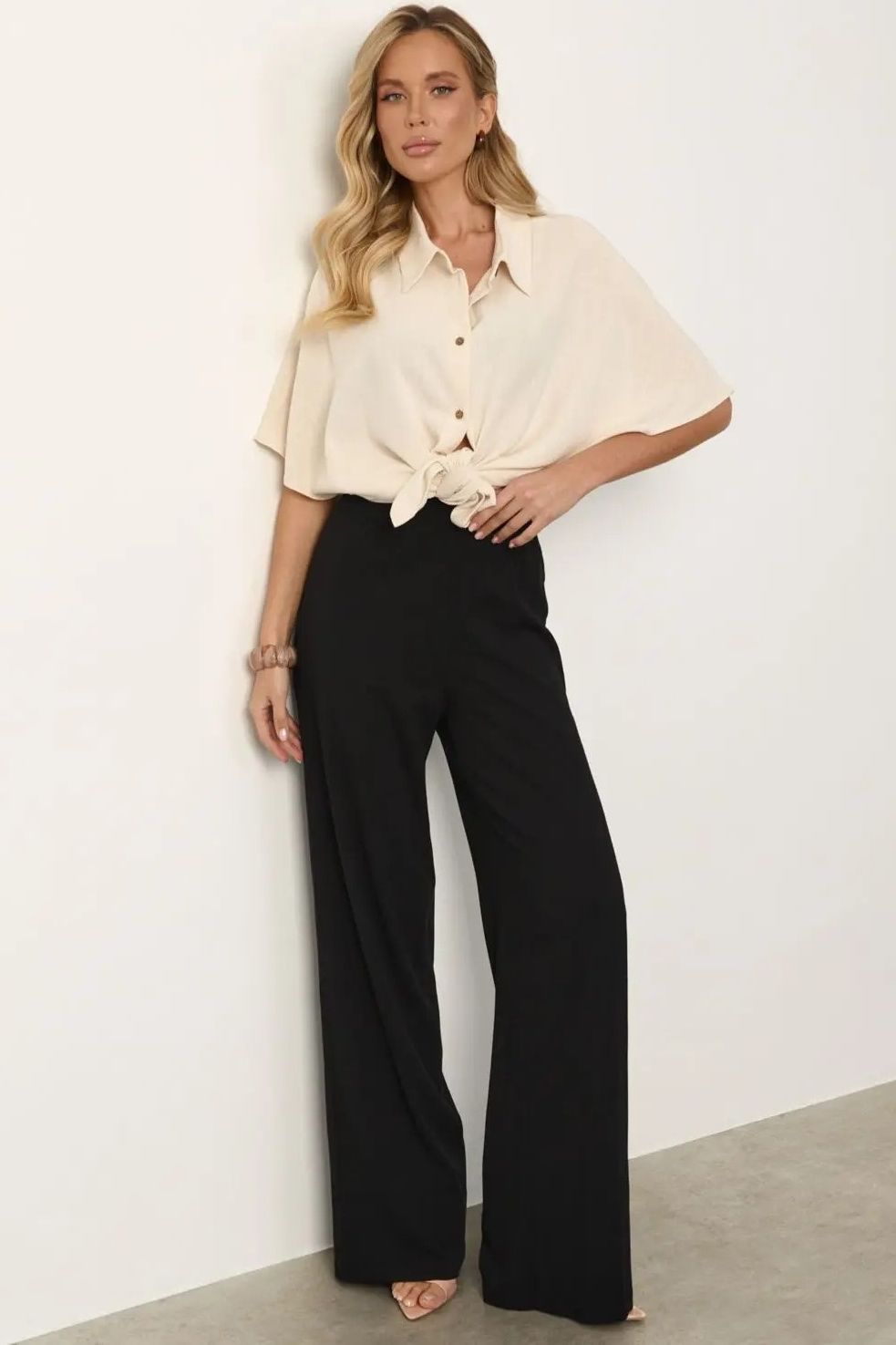 Брюки широкие чёрные с карманами Jetty