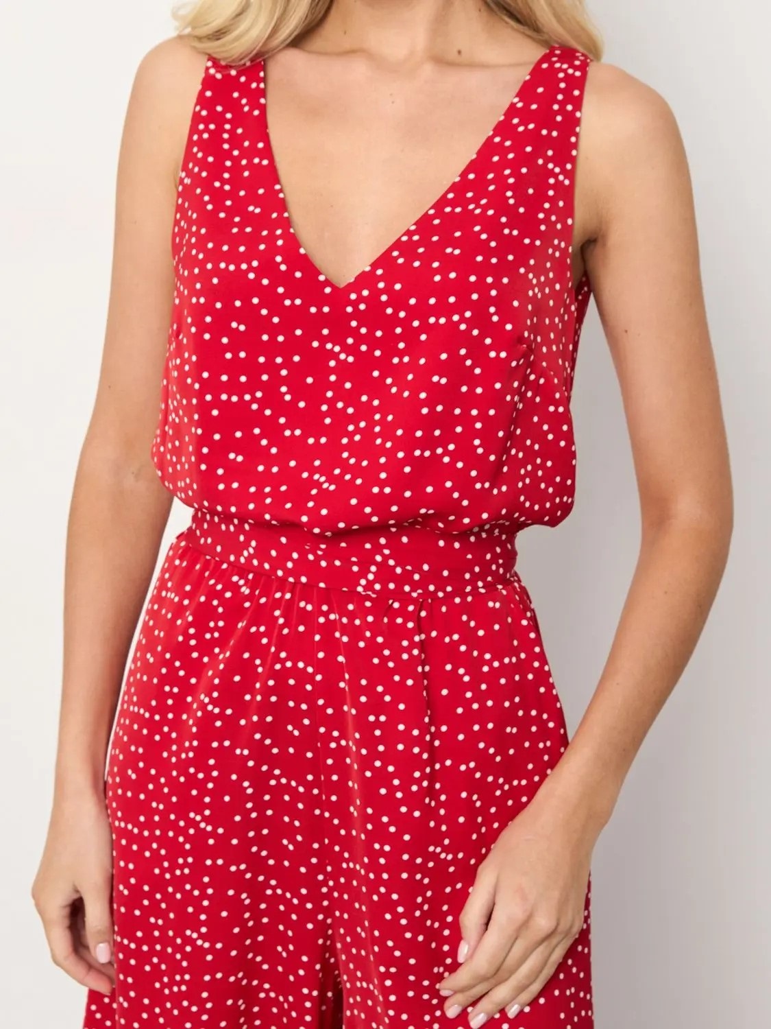 Комбинезон красный в горошек с широкими брюками-палаццо Jetty(фото3)