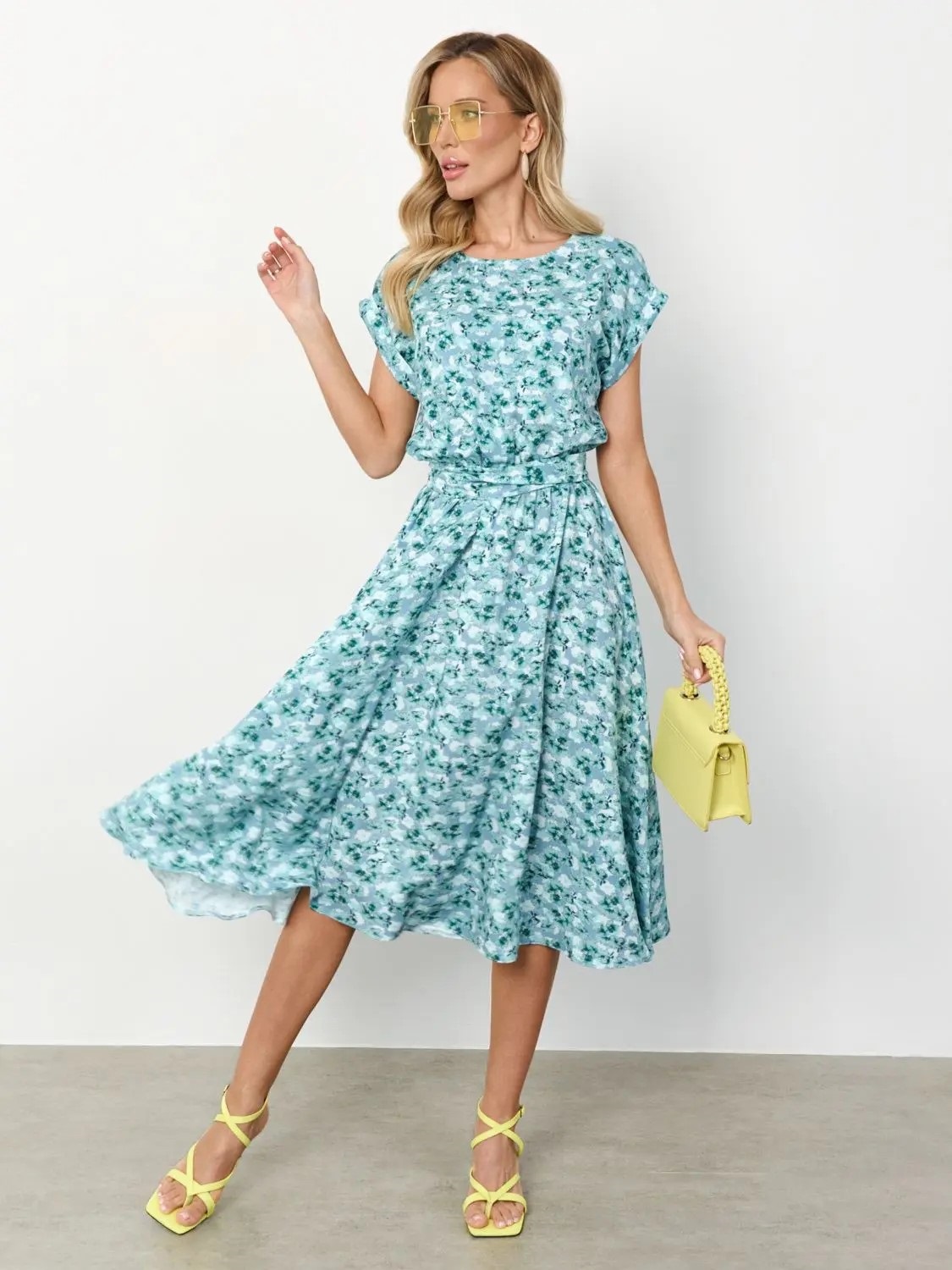 Платье миди серое с цветочным принтом Jetty(фото4)