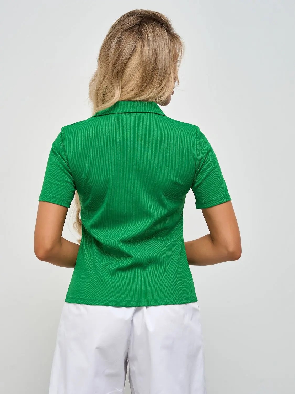 Джемпер-поло трикотажный зелёного цвета Jetty(фото6)