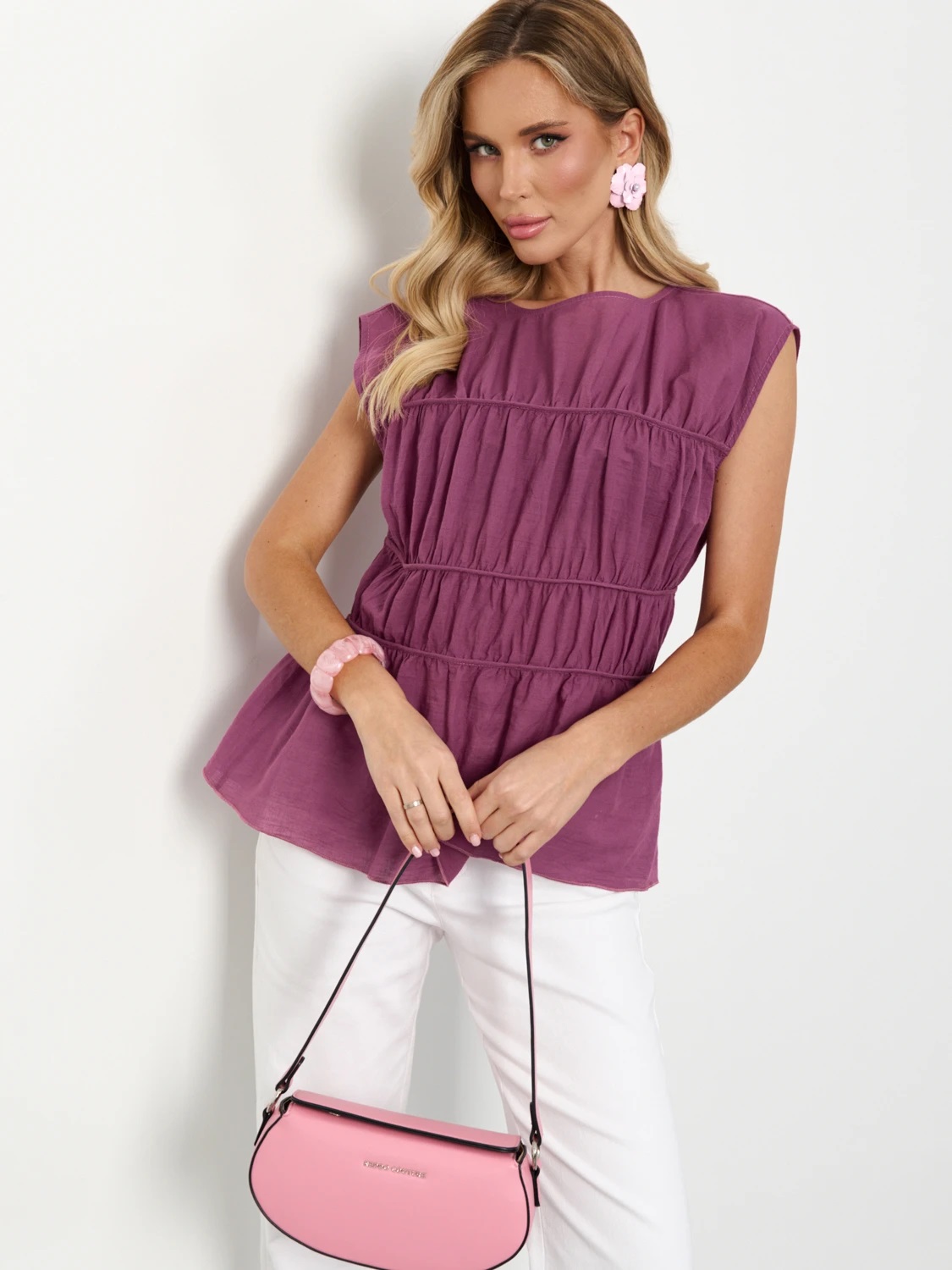 Блузка вишнёвого цвета из хлопка Jetty(фото8)