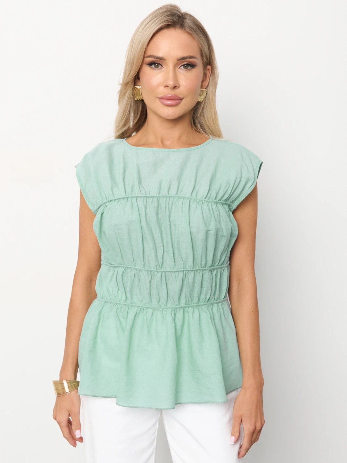 Блузка мятного цвета из хлопка Jetty(фото3)