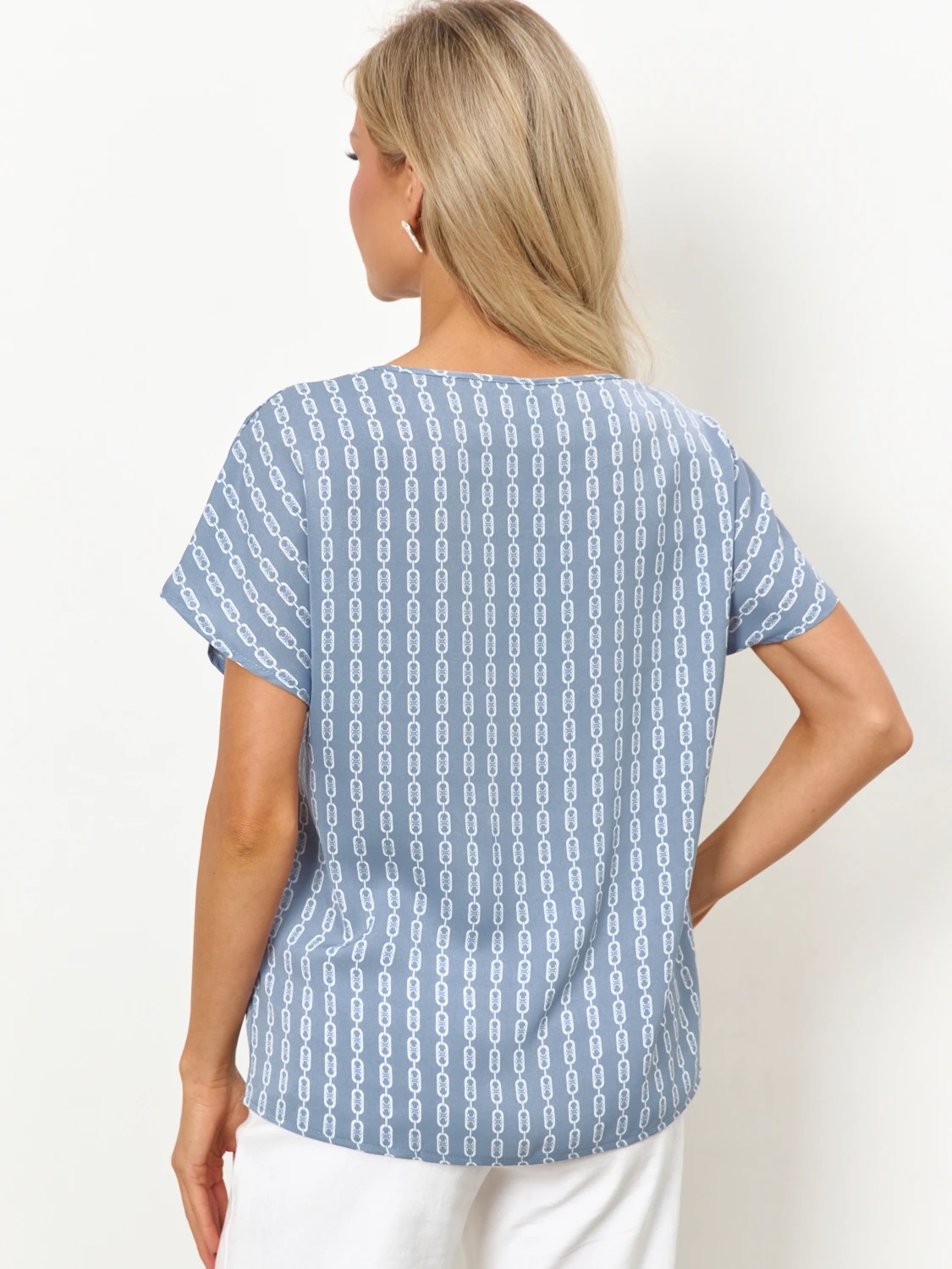 Блузка серо-голубая с короткими рукавами Jetty(фото7)