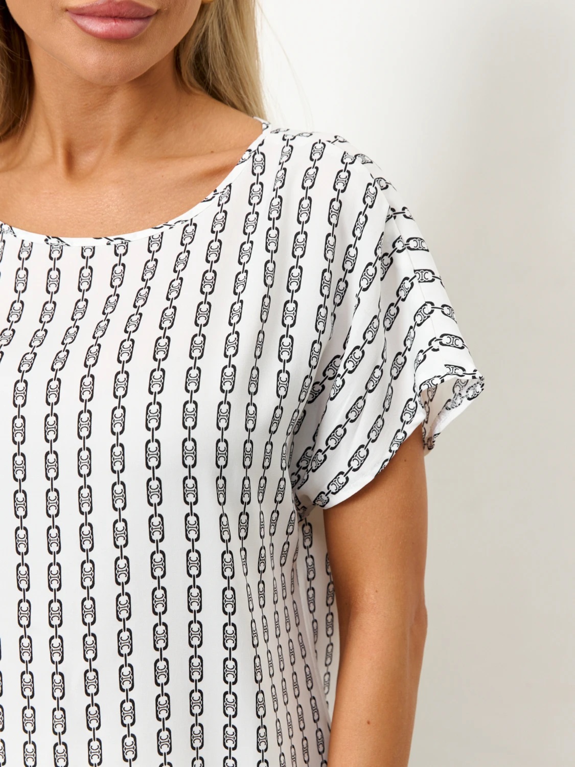 Блузка бело-чёрная с короткими рукавами Jetty(фото5)