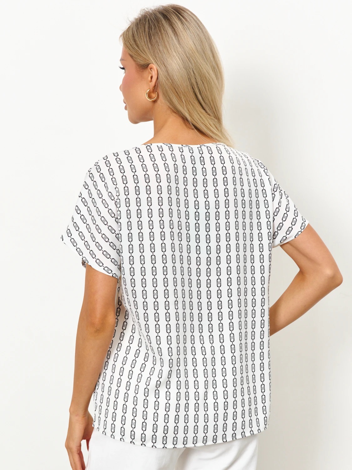 Блузка бело-чёрная с короткими рукавами Jetty(фото7)