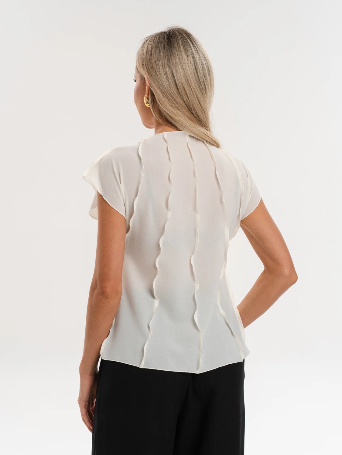 Блузка из шифона молочного цвета Jetty(фото5)