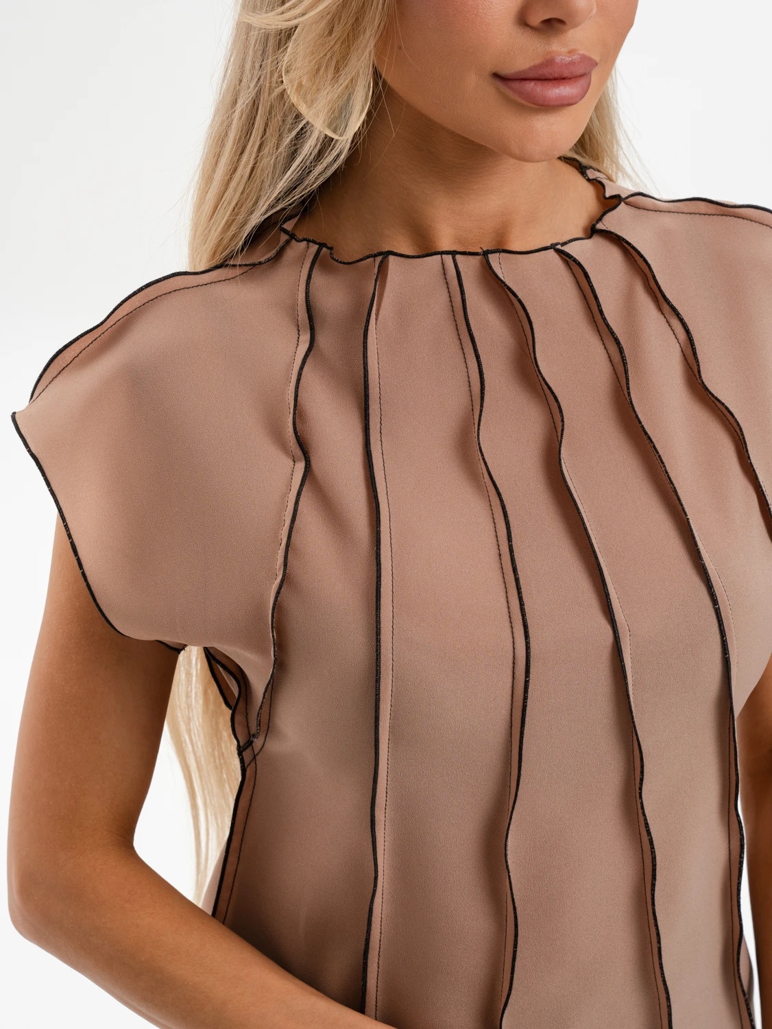 Блузка бежевая из шифона Jetty(фото4)