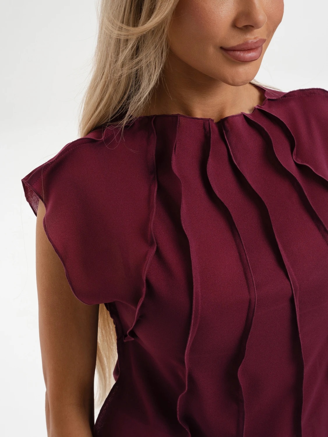 Блузка бордовая из креп-шифона Jetty(фото4)