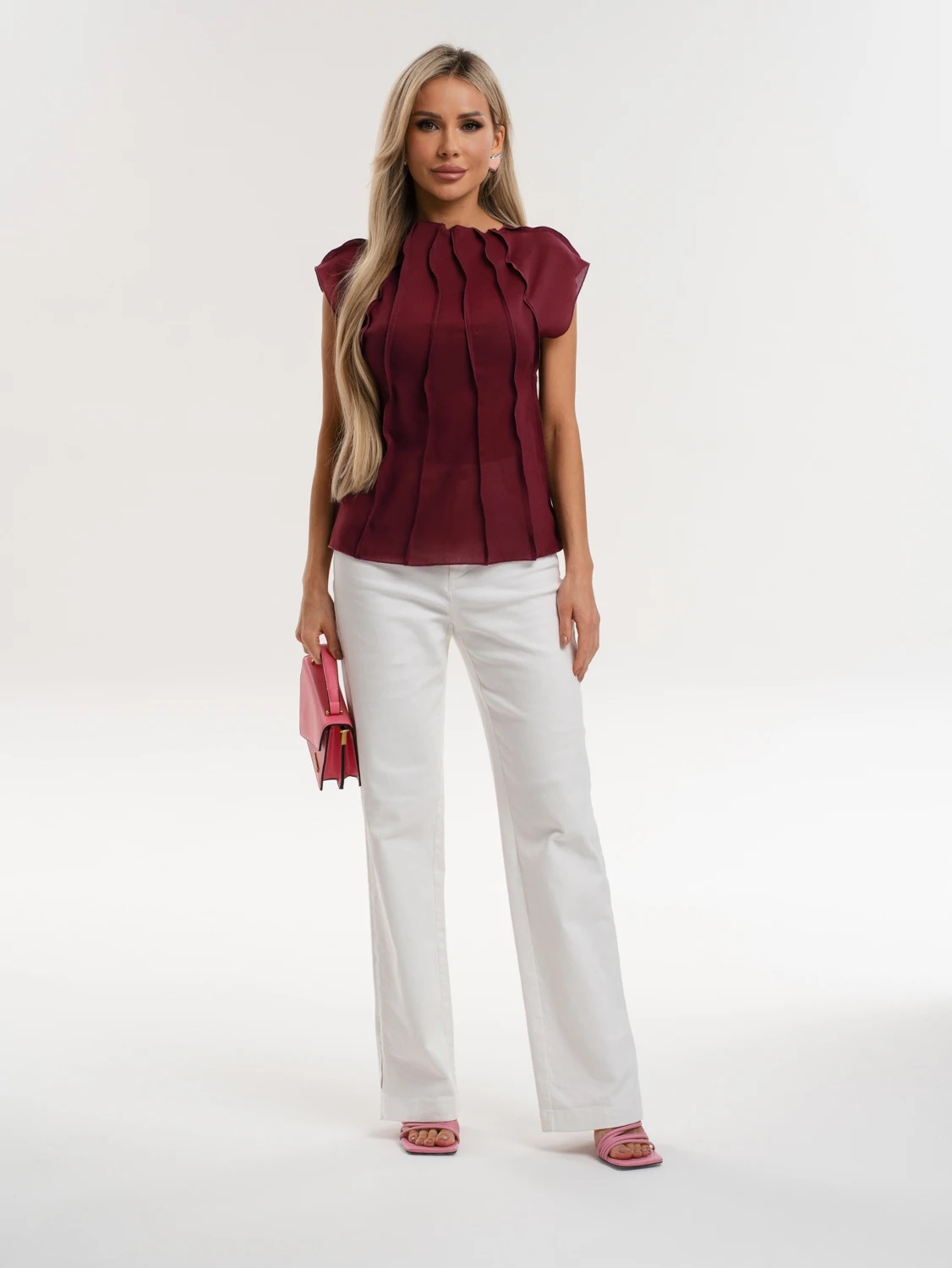 Блузка бордовая из креп-шифона Jetty(фото2)