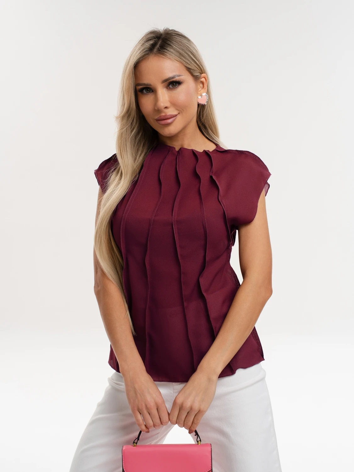 Блузка бордовая из креп-шифона Jetty(фото3)