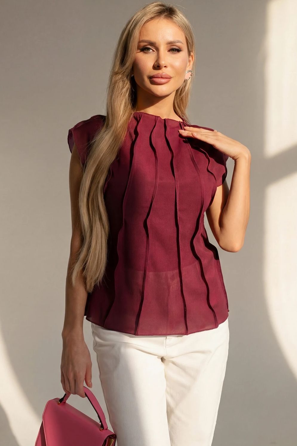 Блузка бордовая из креп-шифона Jetty