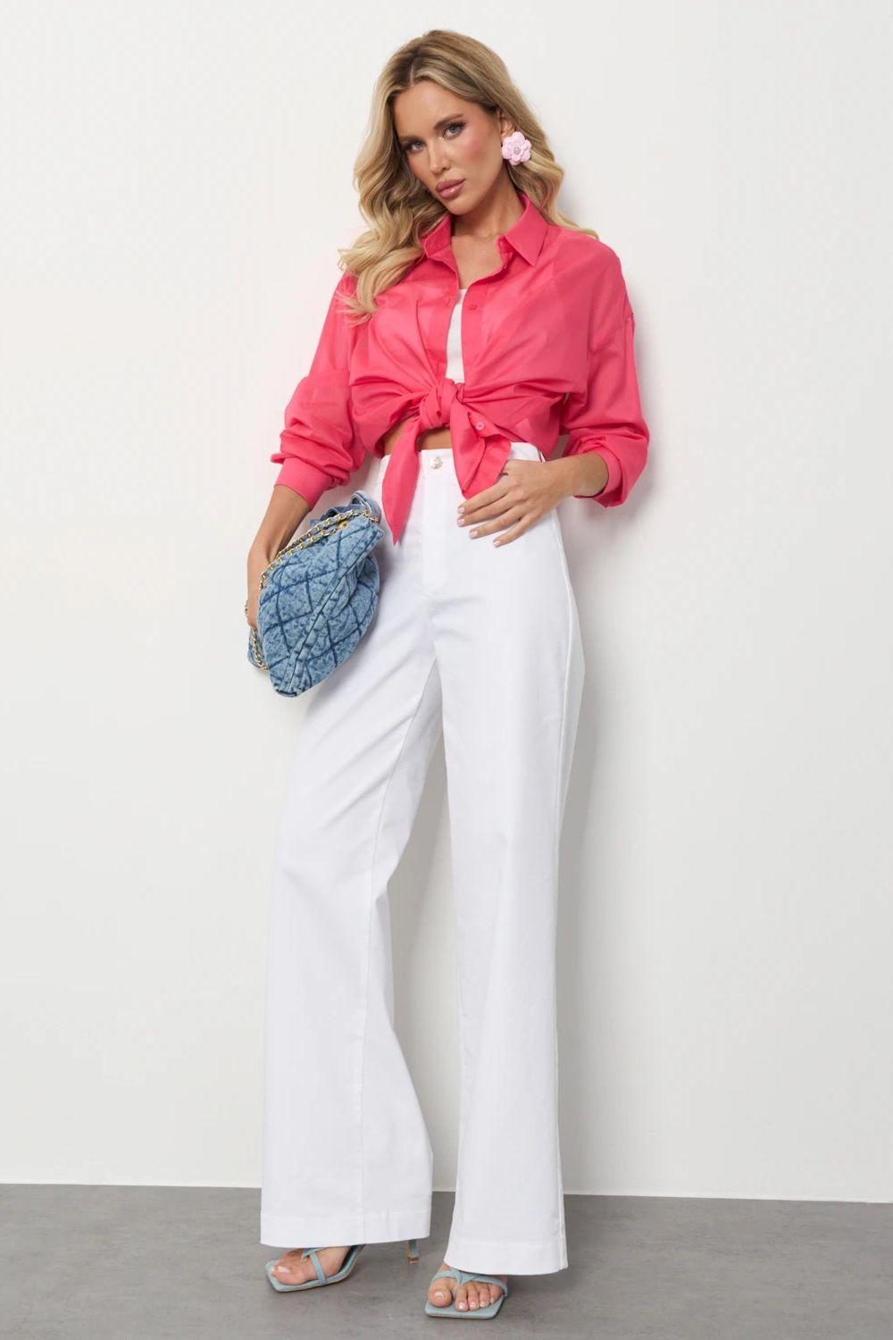 Джинсы широкие белого цвета Jetty