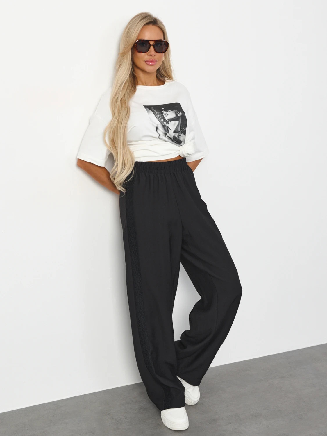 Брюки широкие чёрные Jetty(фото8)