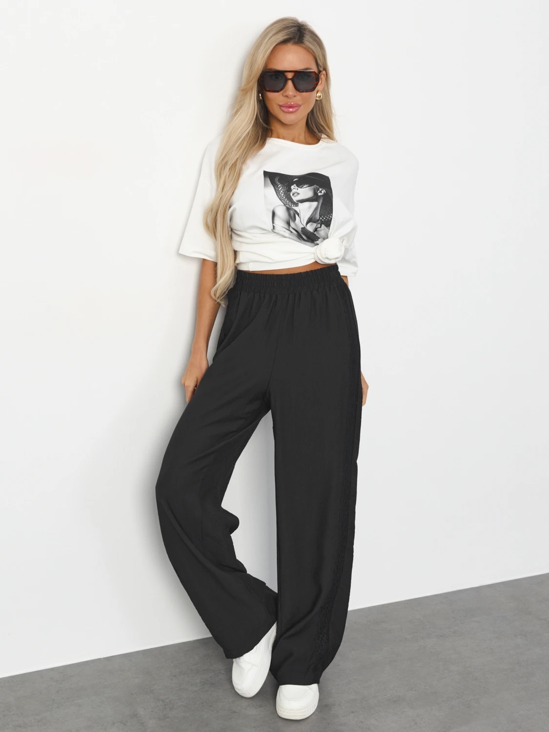 Брюки широкие чёрные Jetty(фото2)