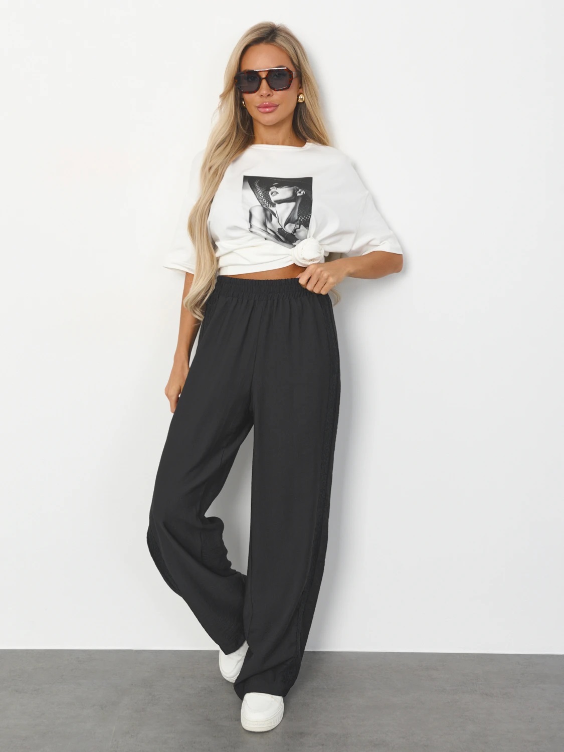 Брюки широкие чёрные Jetty(фото6)