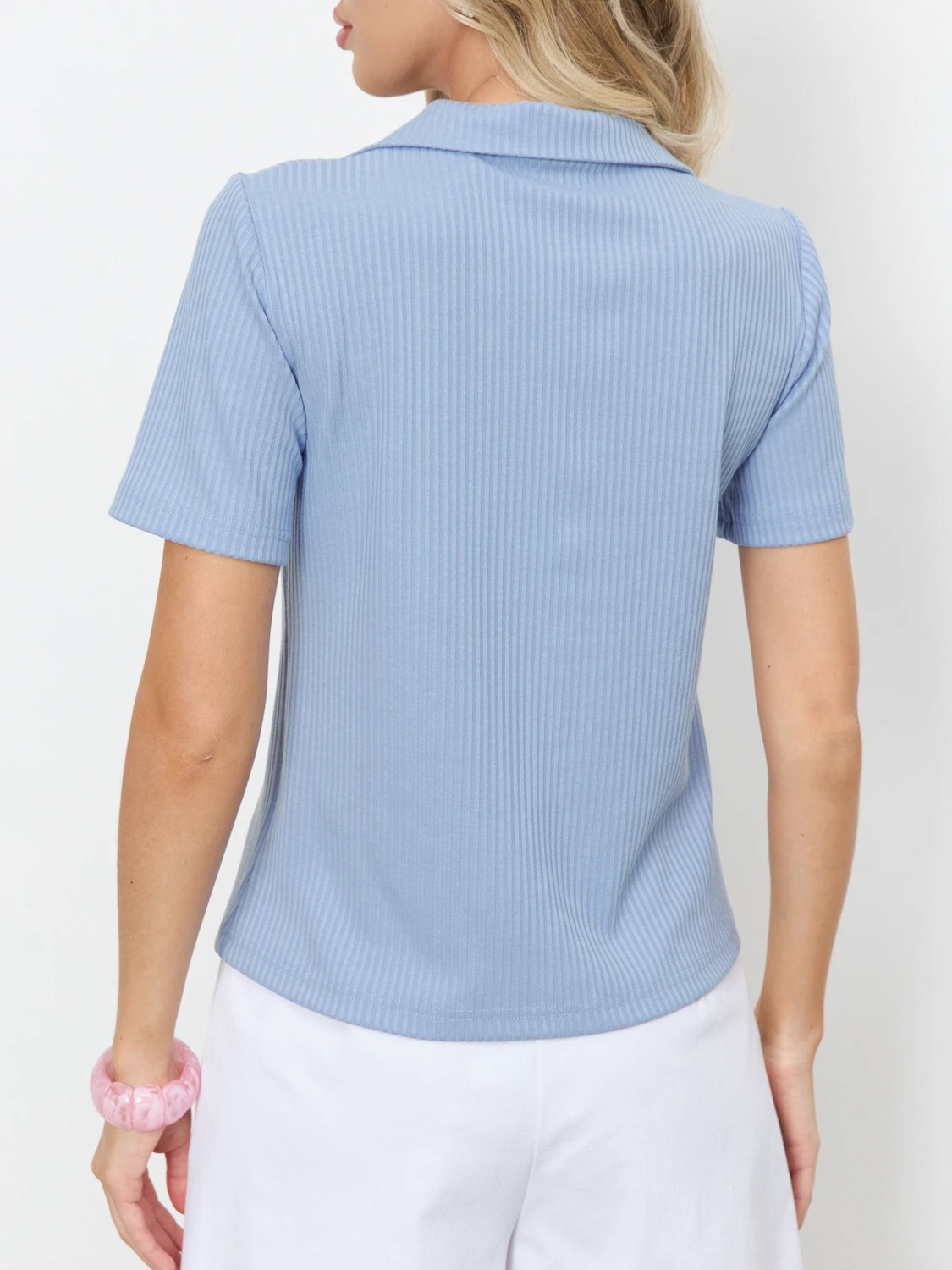 Джемпер-поло трикотажный серо-голубого цвета Jetty(фото9)