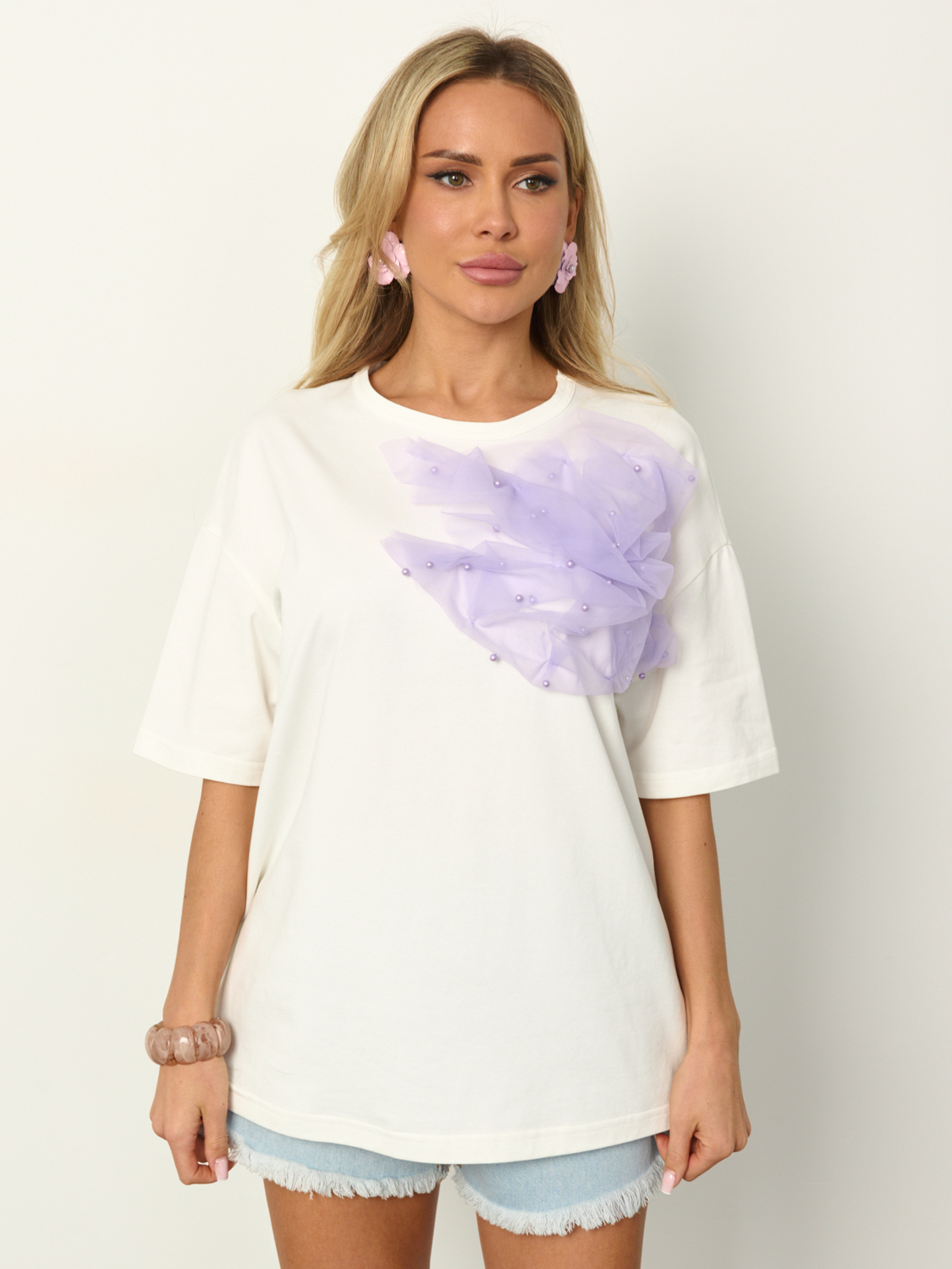 Футболка трикотажная молочного цвета Jetty(фото3)