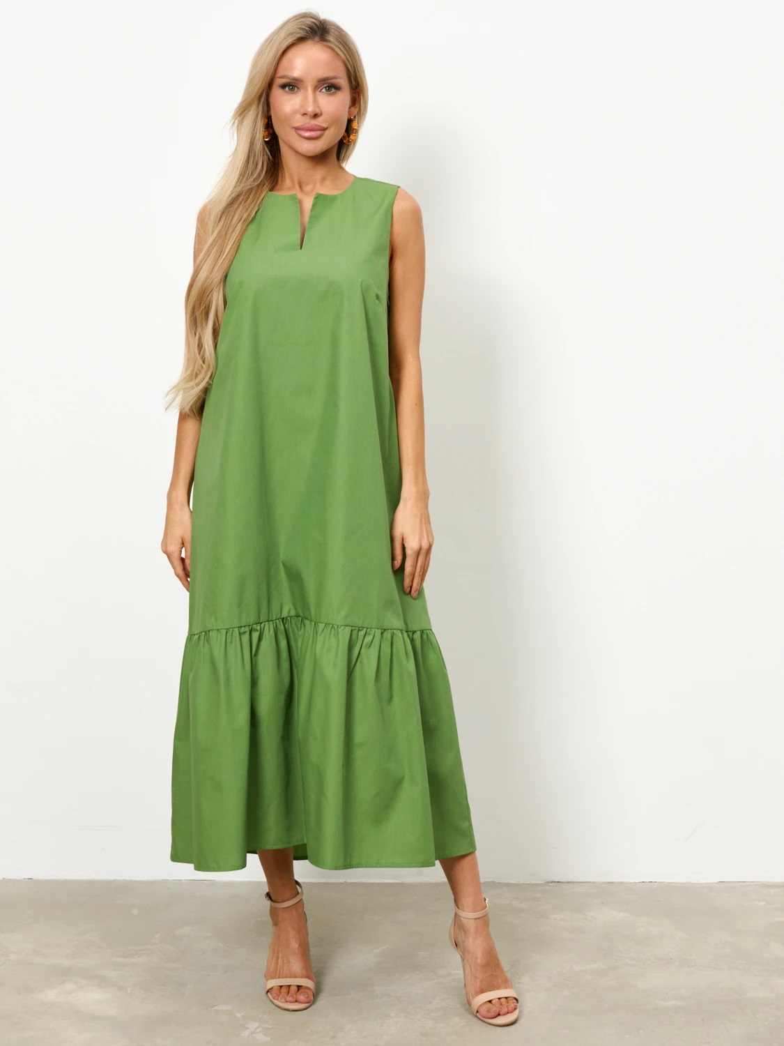 Платье без рукавов цвета хаки Jetty(фото4)