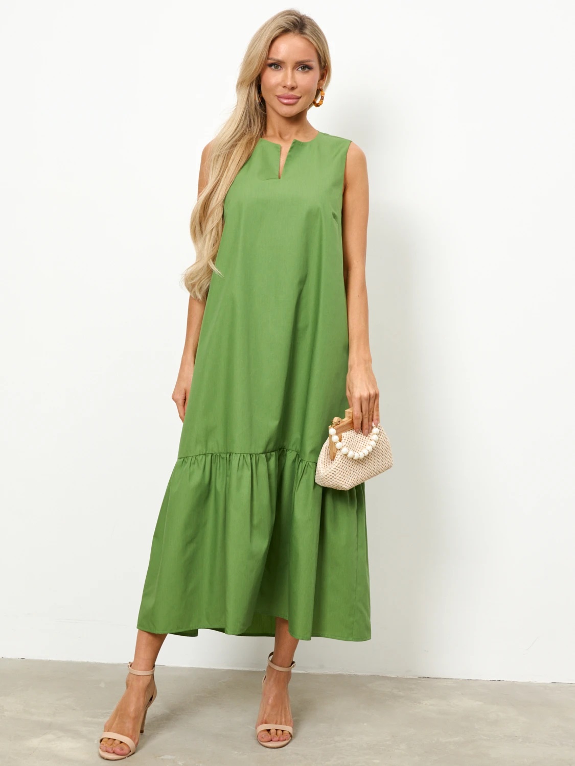 Платье без рукавов цвета хаки Jetty(фото6)